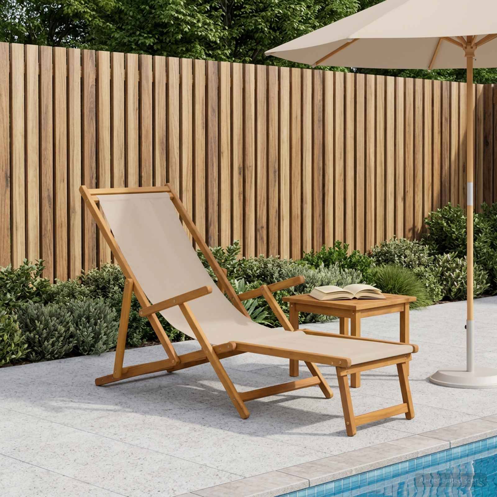 vidaXL Klappbare Sonnenliege Massives Eukalyptus Holz Beige