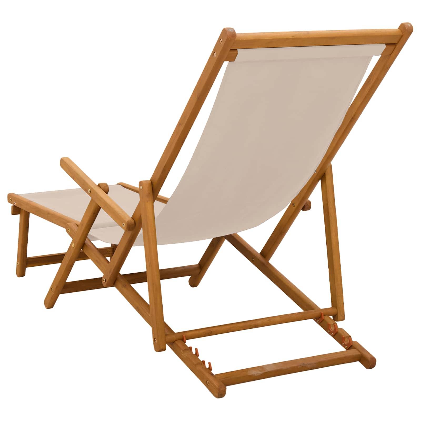 vidaXL Klappbare Sonnenliege Massives Eukalyptus Holz Beige