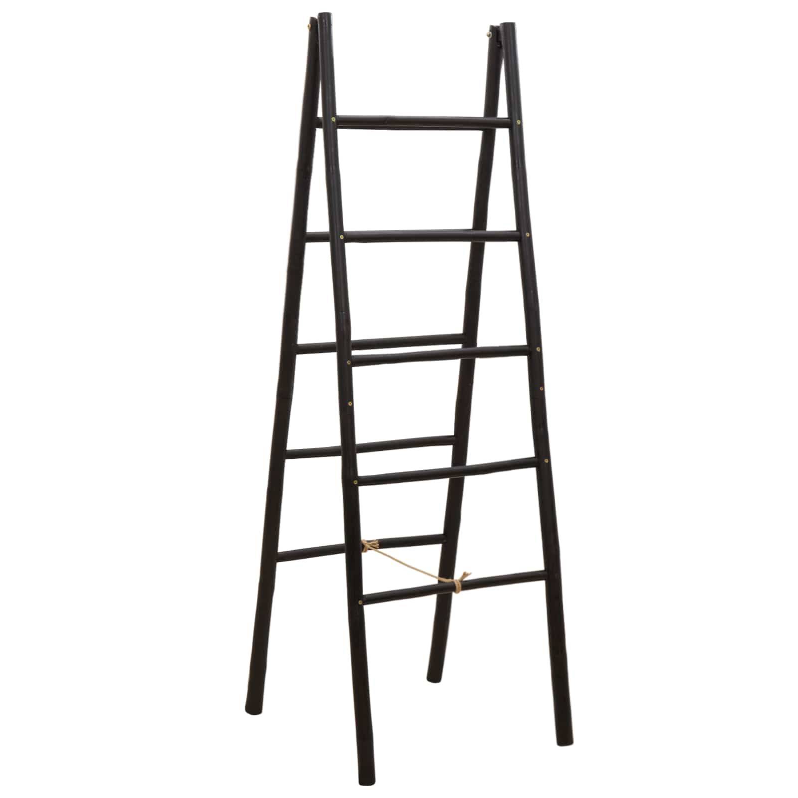 vidaXL Doppel-Handtuchleiter Schwarz 50 x 50 x 159 cm Bambus