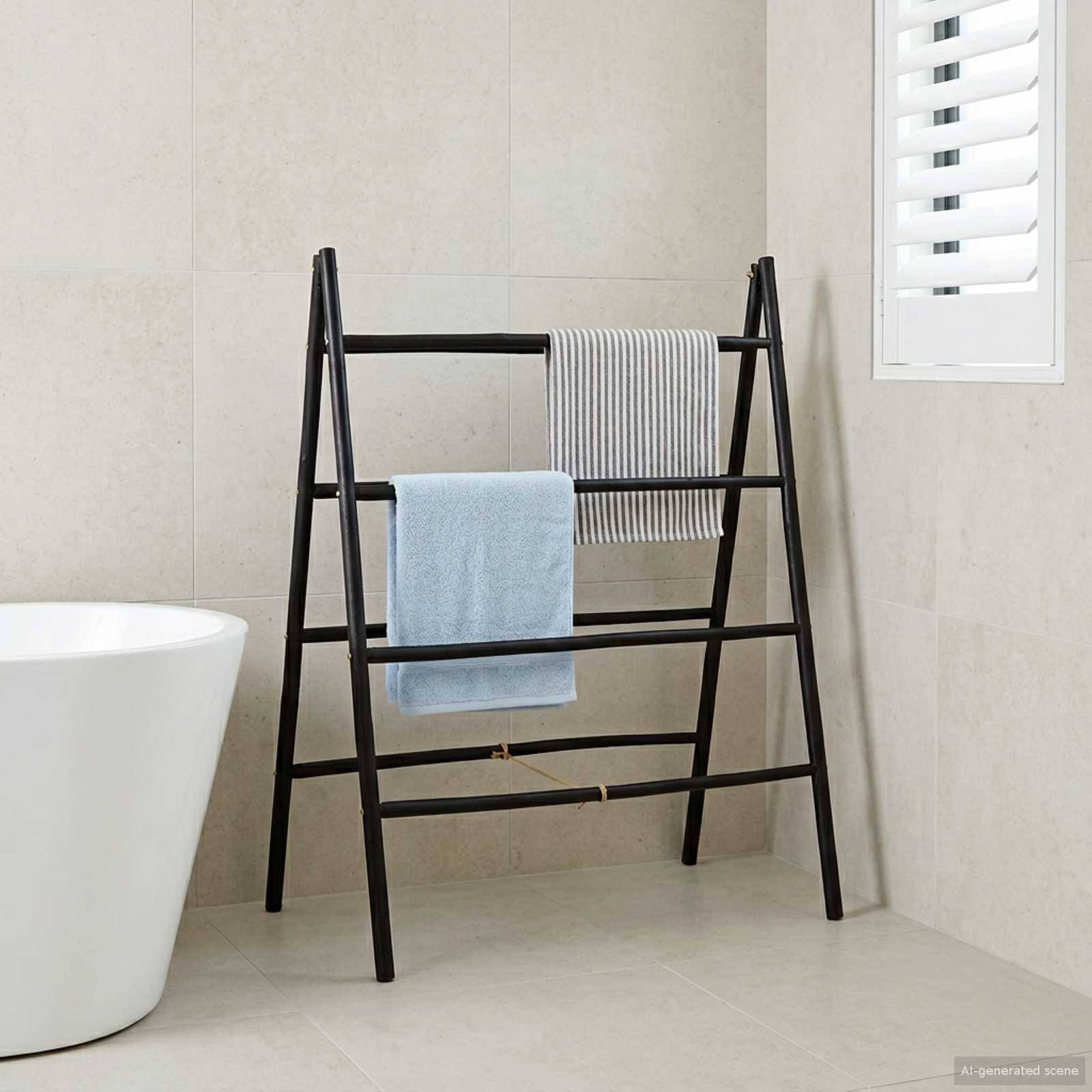 vidaXL Doppelseitige Deckenleiter Schwarz 90 x 50 x 100 cm Bambus