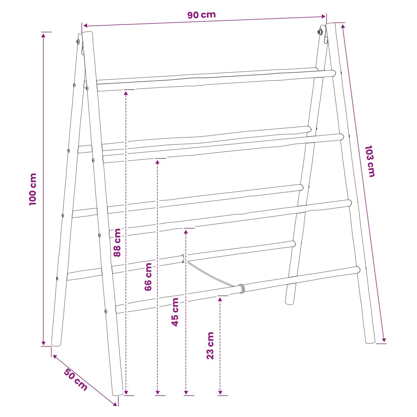 vidaXL Doppelseitige Deckenleiter Schwarz 90 x 50 x 100 cm Bambus