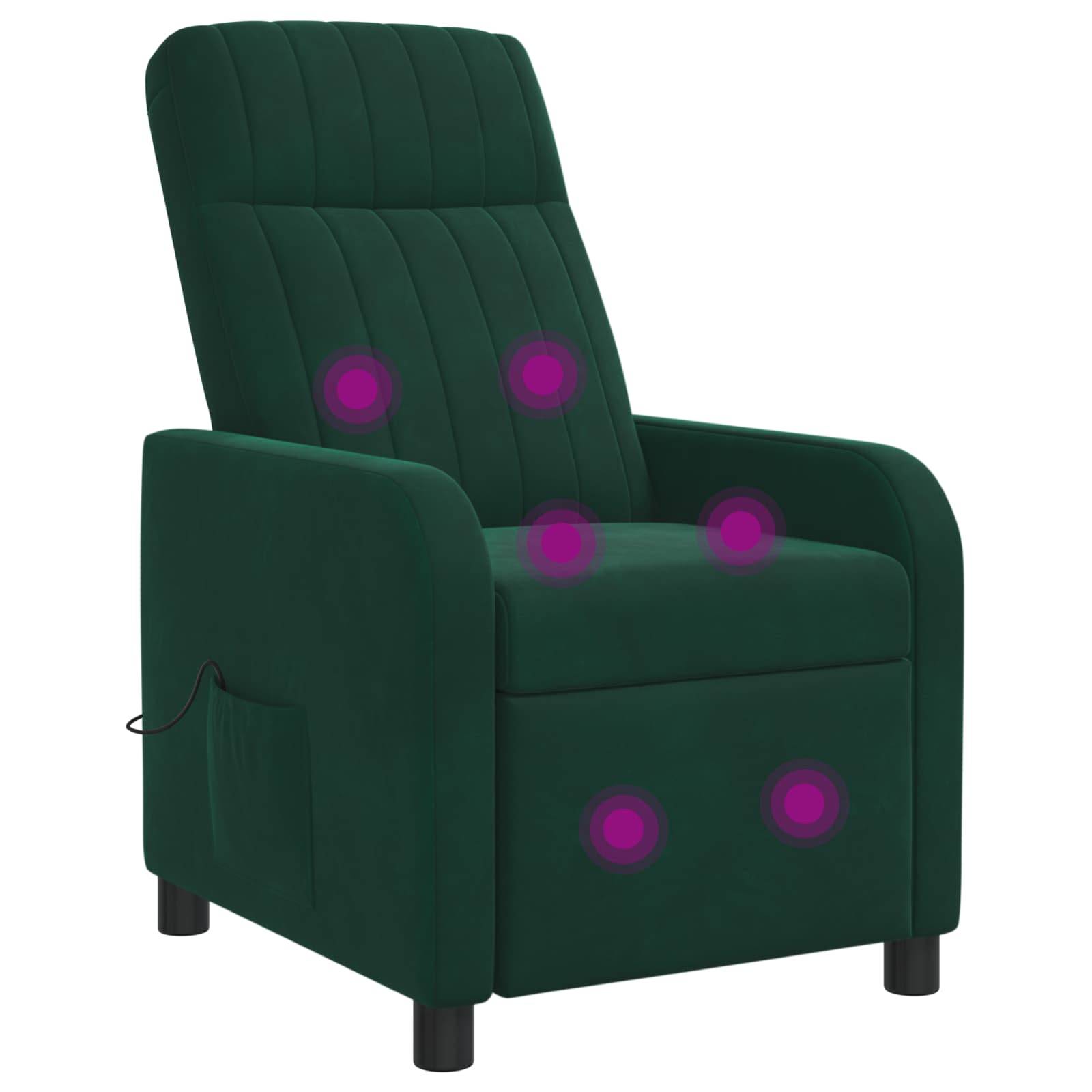 vidaXL Massage Relaxsessel Dunkelgrün Samt (V)