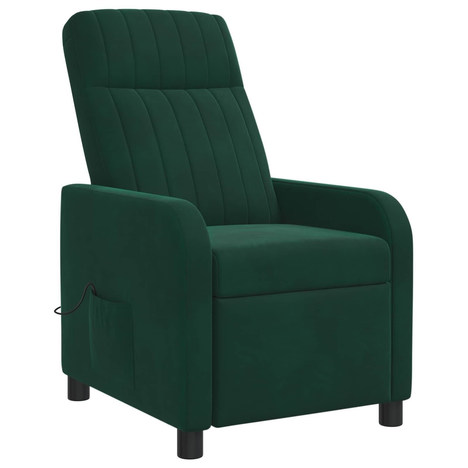 vidaXL Massage Relaxsessel Dunkelgrün Samt (V)