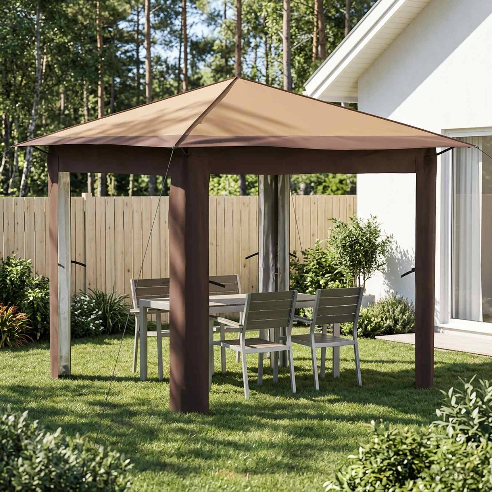 vidaXL Gazebo ohne Seitenwand 2,6 x 2,6 m Beige und Braun
