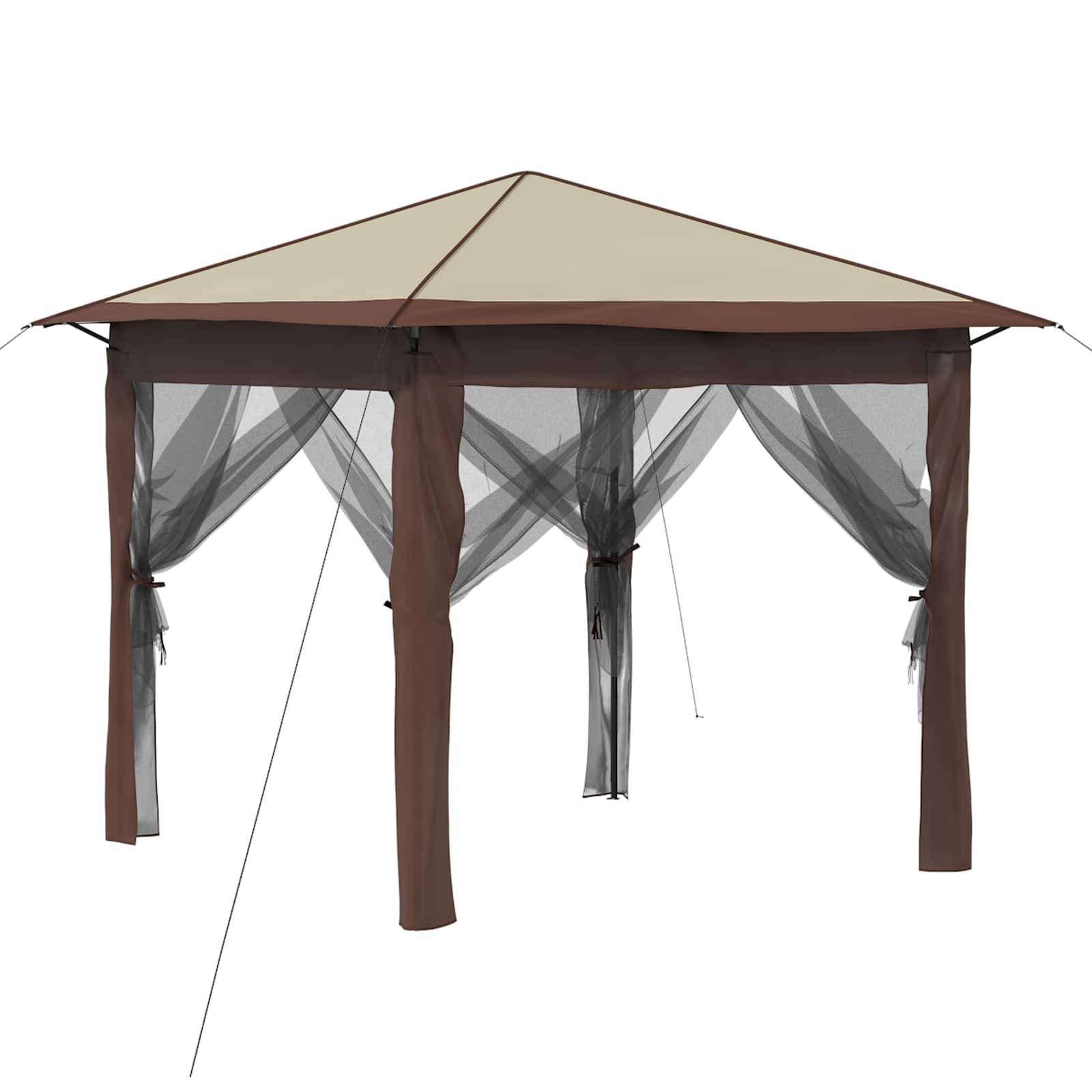 vidaXL Gazebo mit 4 Seitenwänden 2,6 x 2,6 m Creme und Braun