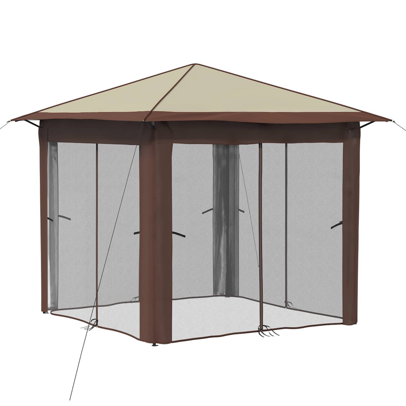 vidaXL Gazebo mit 4 Seitenwänden 2,6 x 2,6 m Creme und Braun
