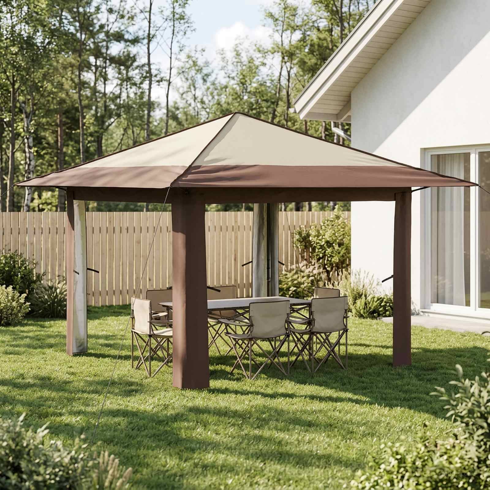 vidaXL Gazebo ohne Seitenwand Creme und Braun