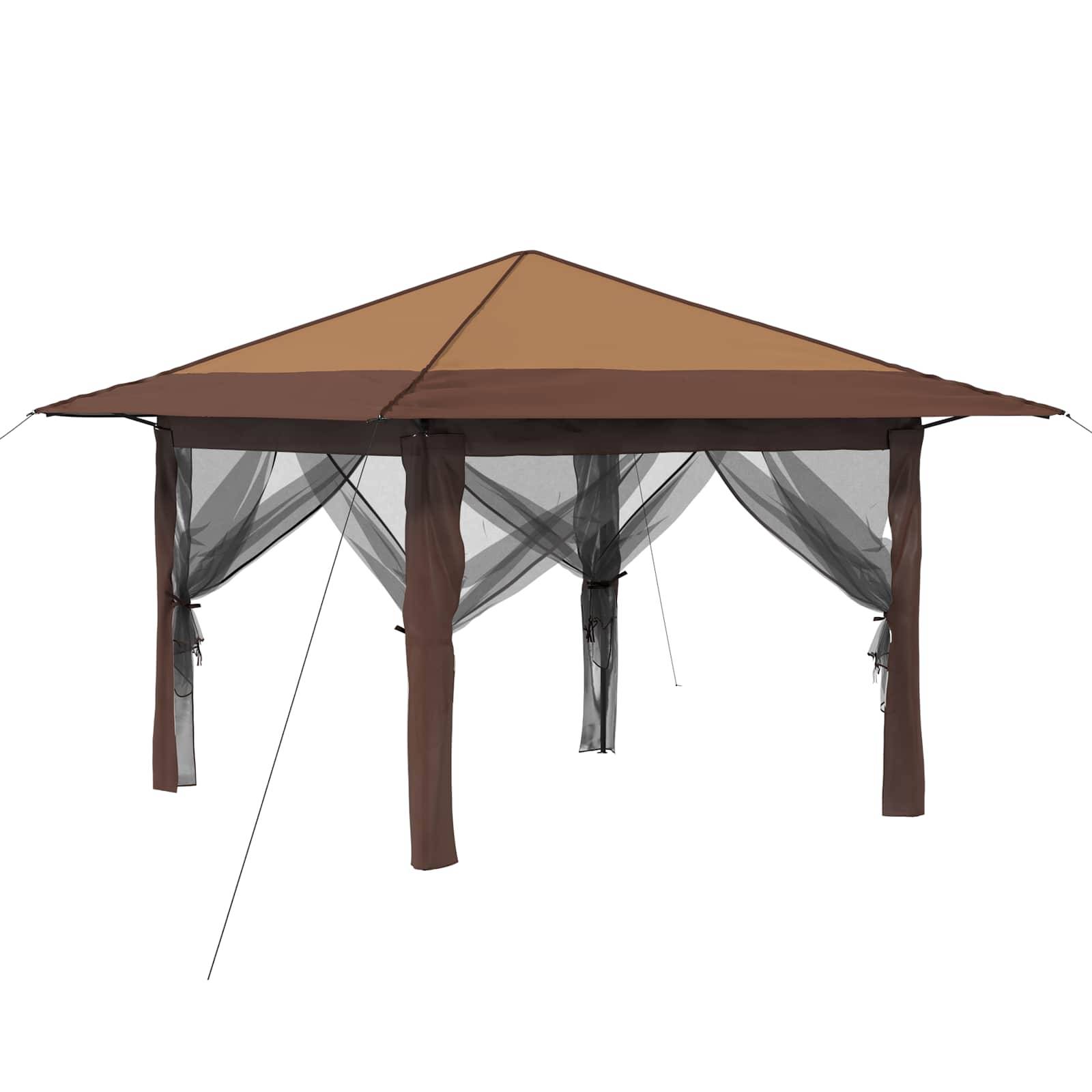 vidaXL Gazebo mit 4 Seitenwänden 3,3 x 3,3 m Beige und Braun