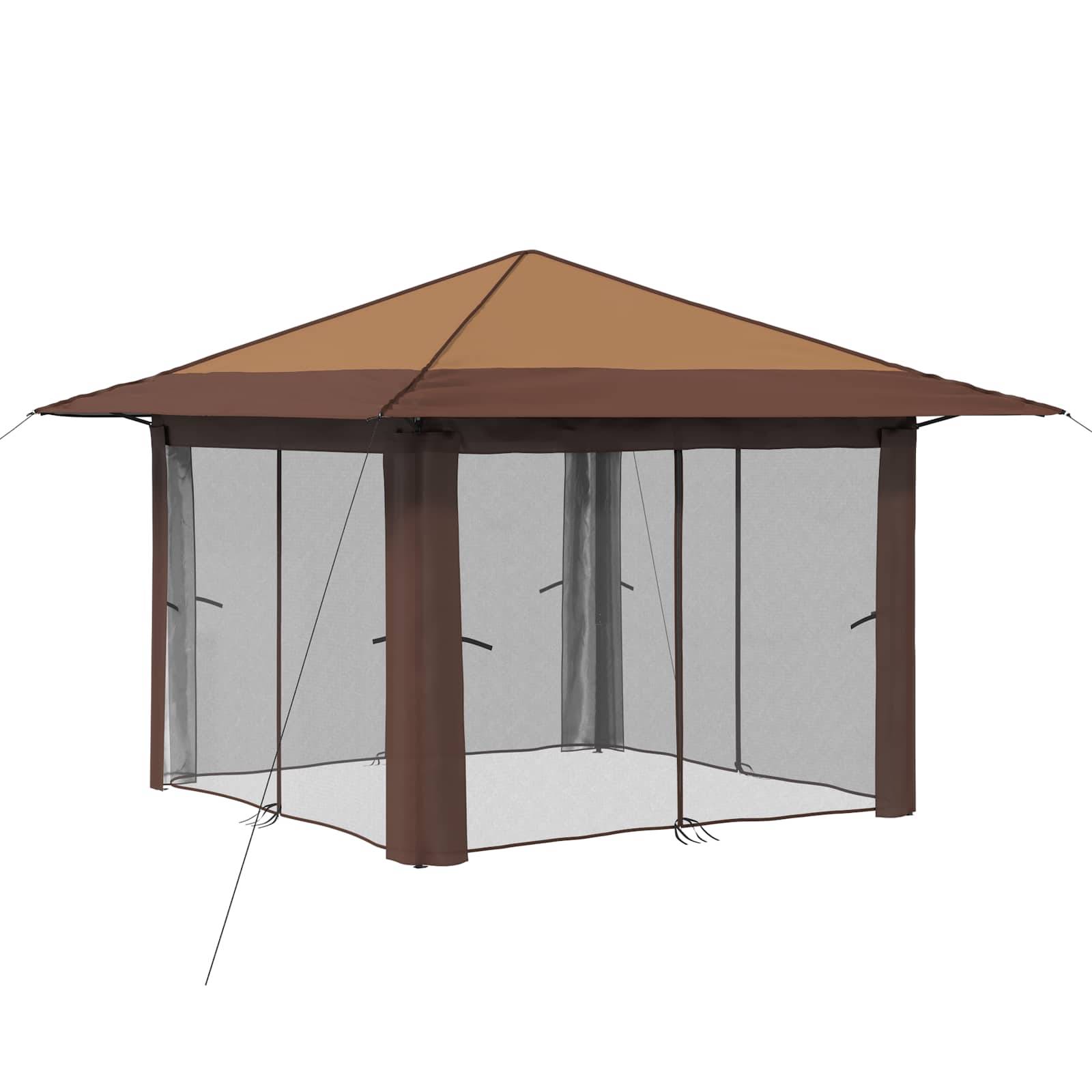 vidaXL Gazebo mit 4 Seitenwänden 3,3 x 3,3 m Beige und Braun