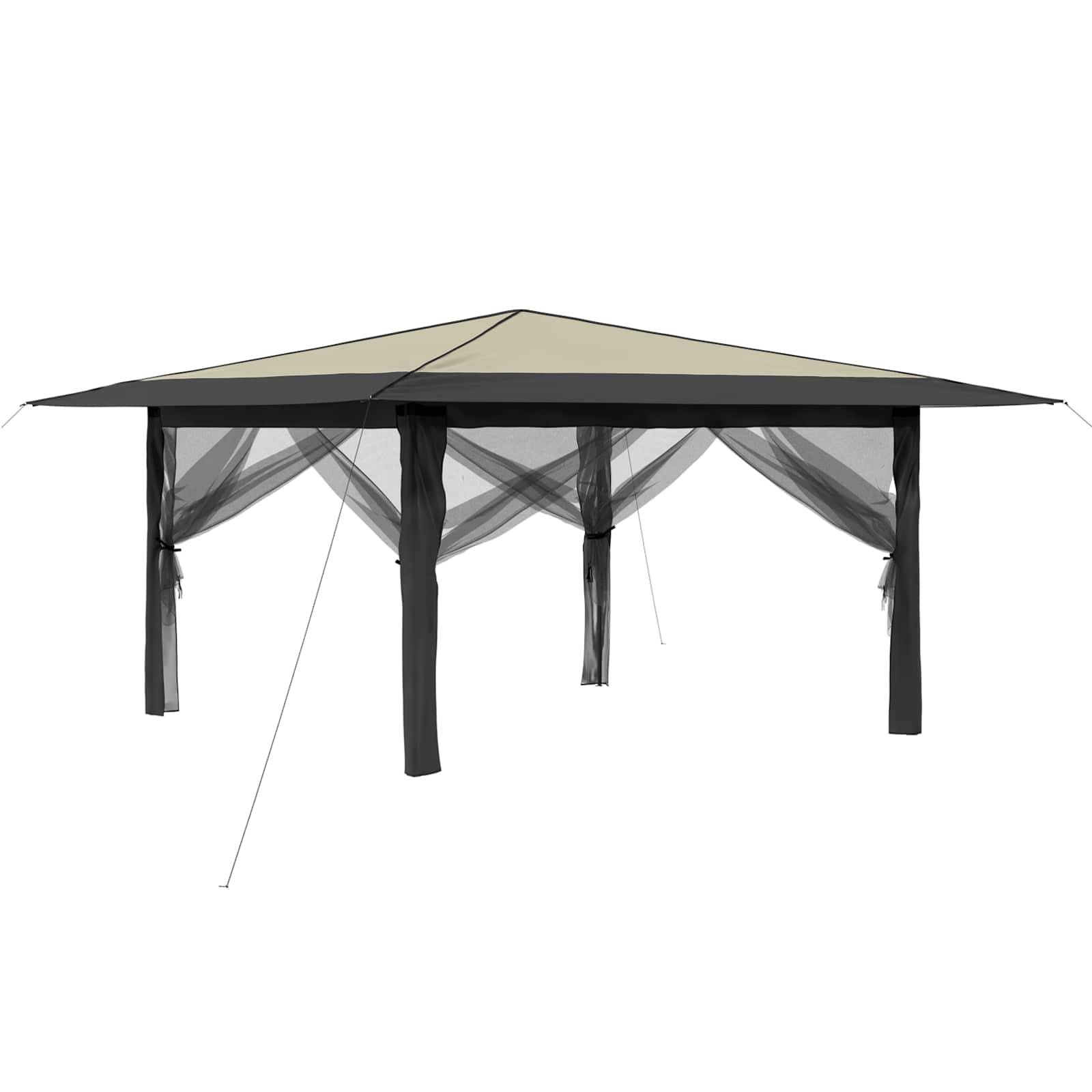 vidaXL Pavillon mit 4 Seitenwänden 4 x 4 m Creme und Anthrazit