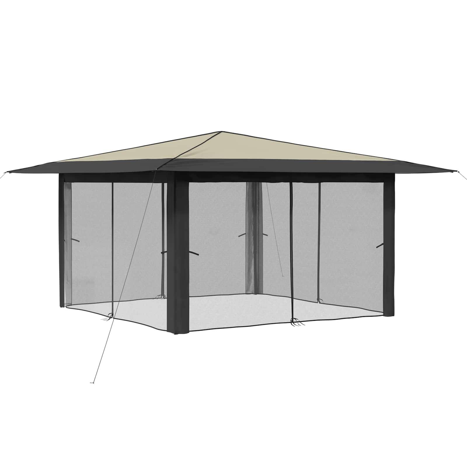 vidaXL Pavillon mit 4 Seitenwänden 4 x 4 m Creme und Anthrazit