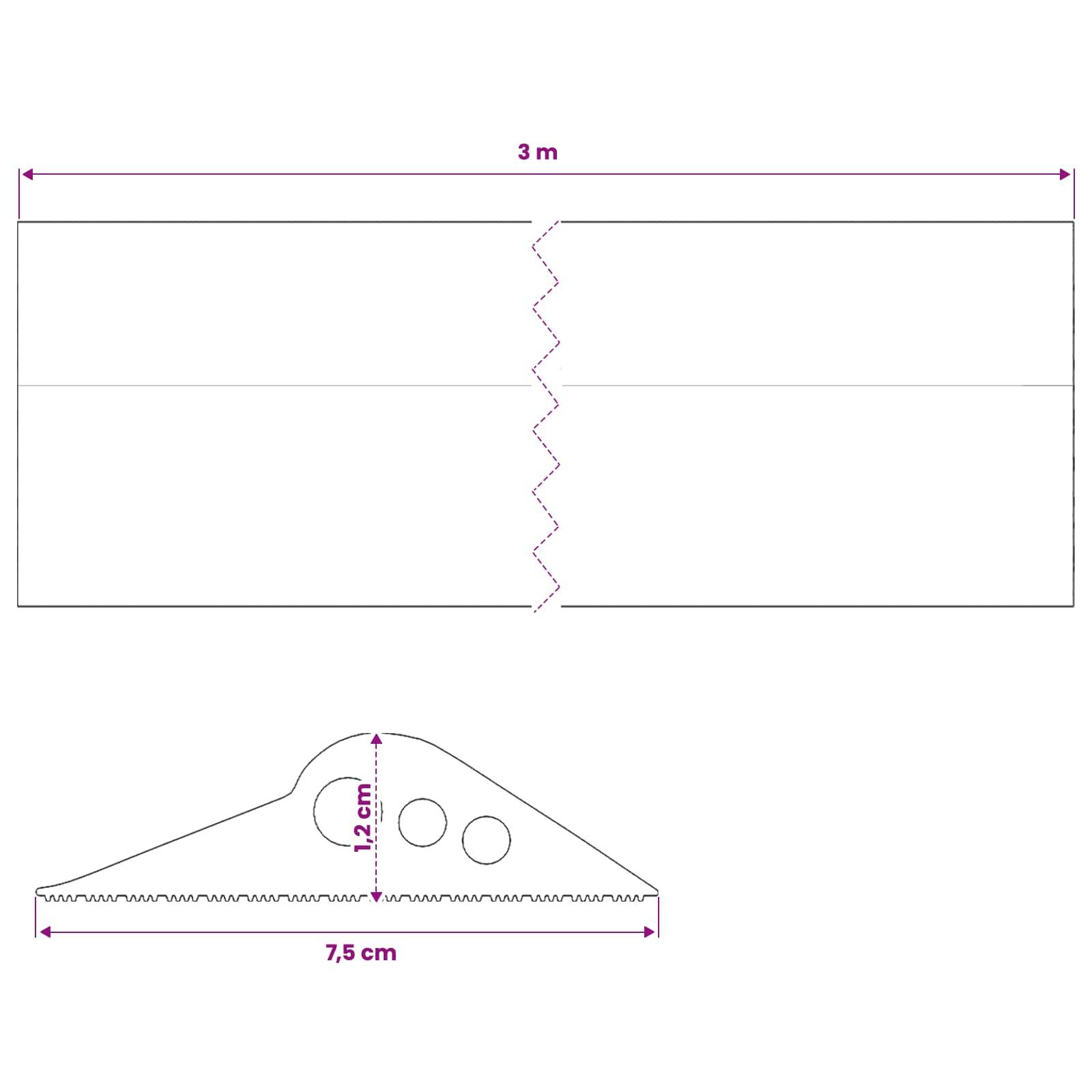 vidaXL Bodenabdichtung für die Garage 75 x 12 mm 3 m EPDM Gummi
