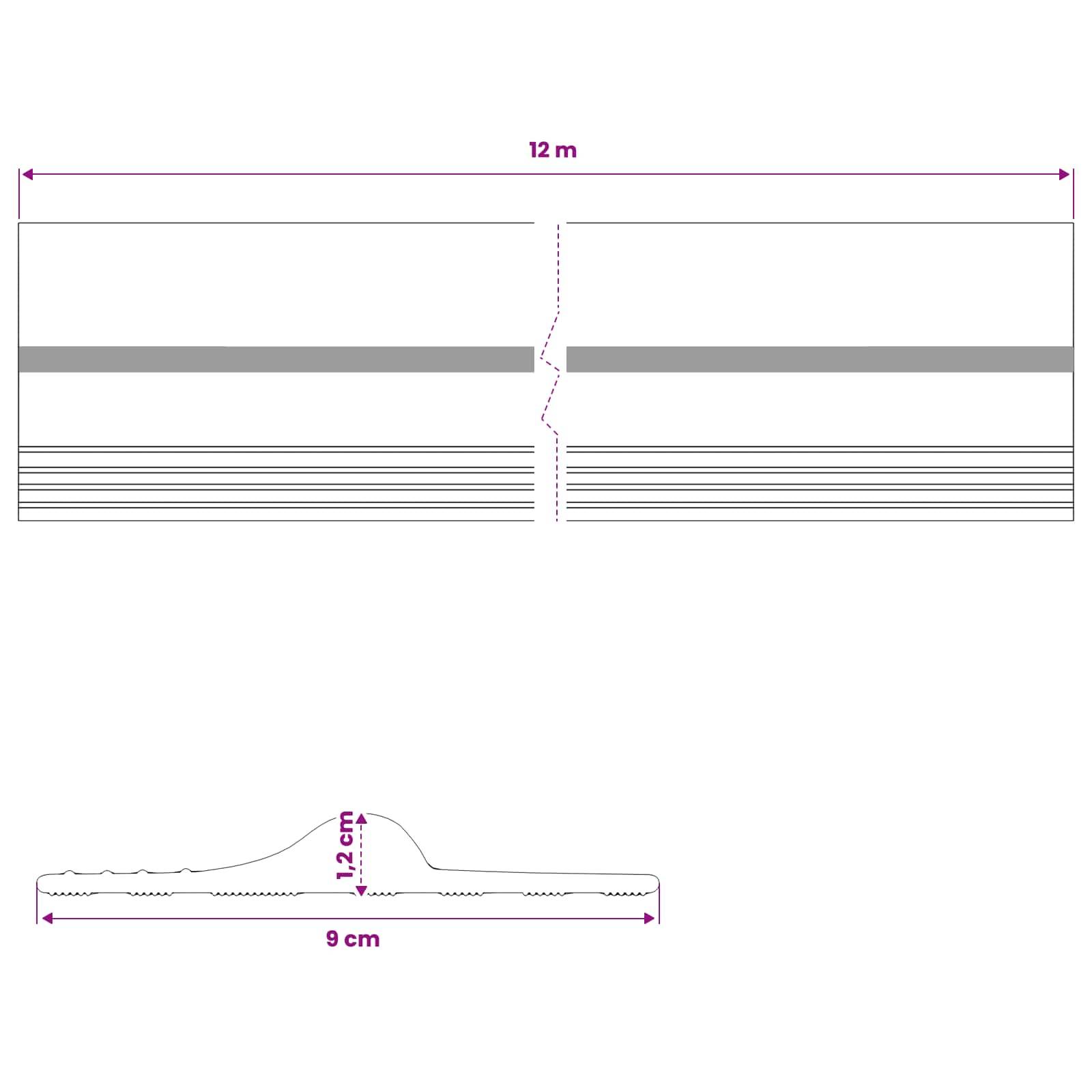 vidaXL Bodenabdichtung für die Garage Schwarz und Gelb 12 x 90 mm 12 m
