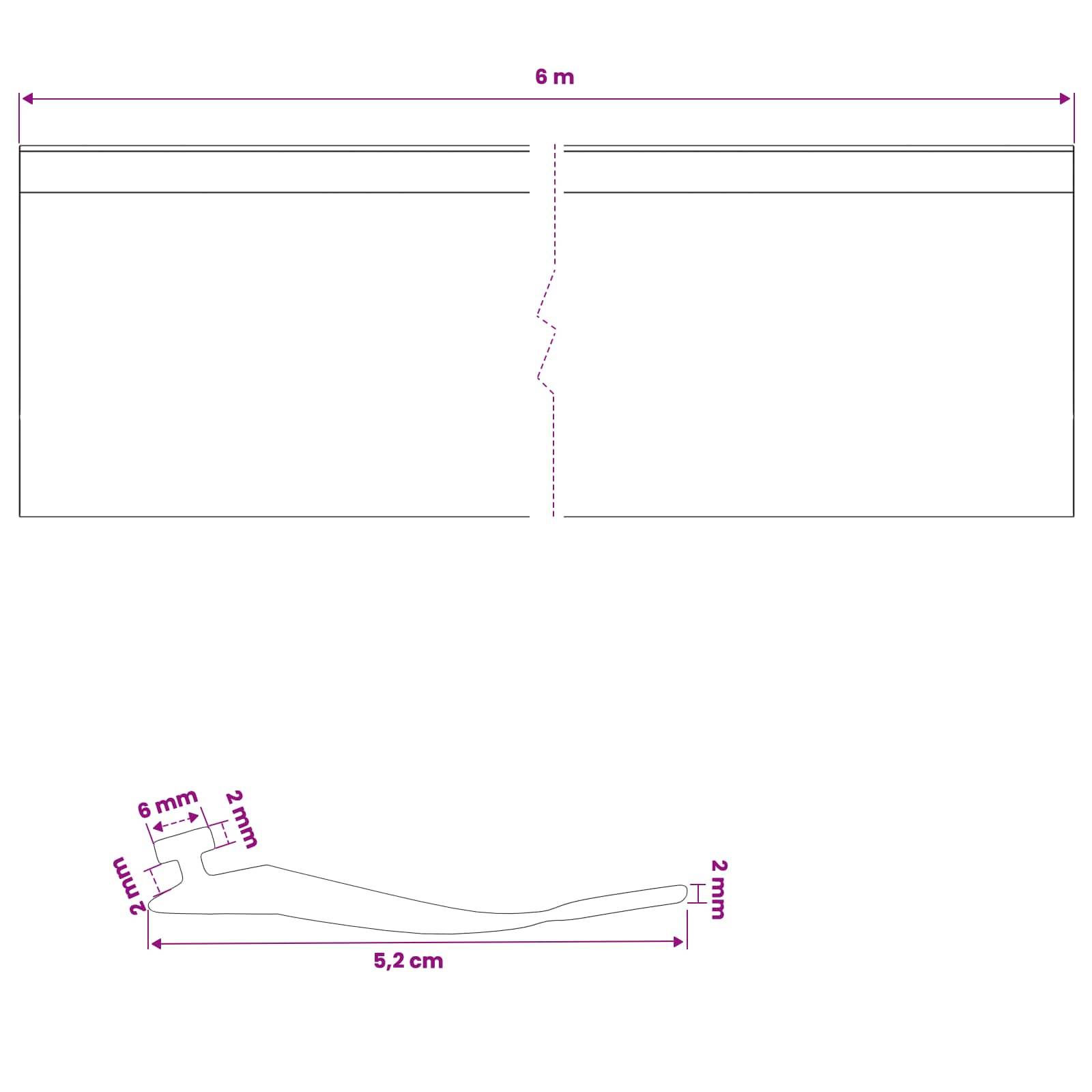 vidaXL Garage Türdichtung Schwarz 52 x 2 mm 6 m PVC