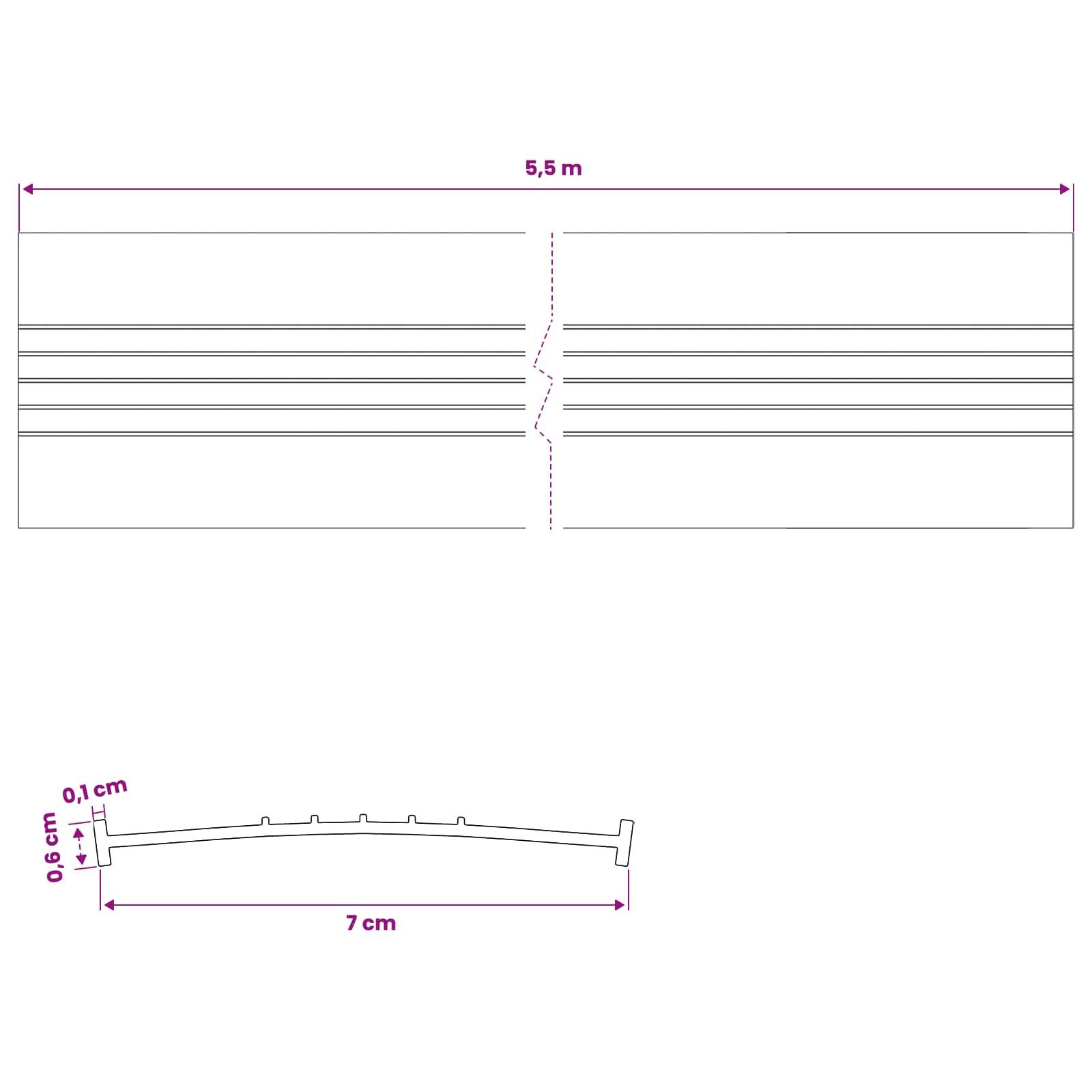 vidaXL Garage Türdichtung Schwarz 70 x 6 mm 5,5 m PVC