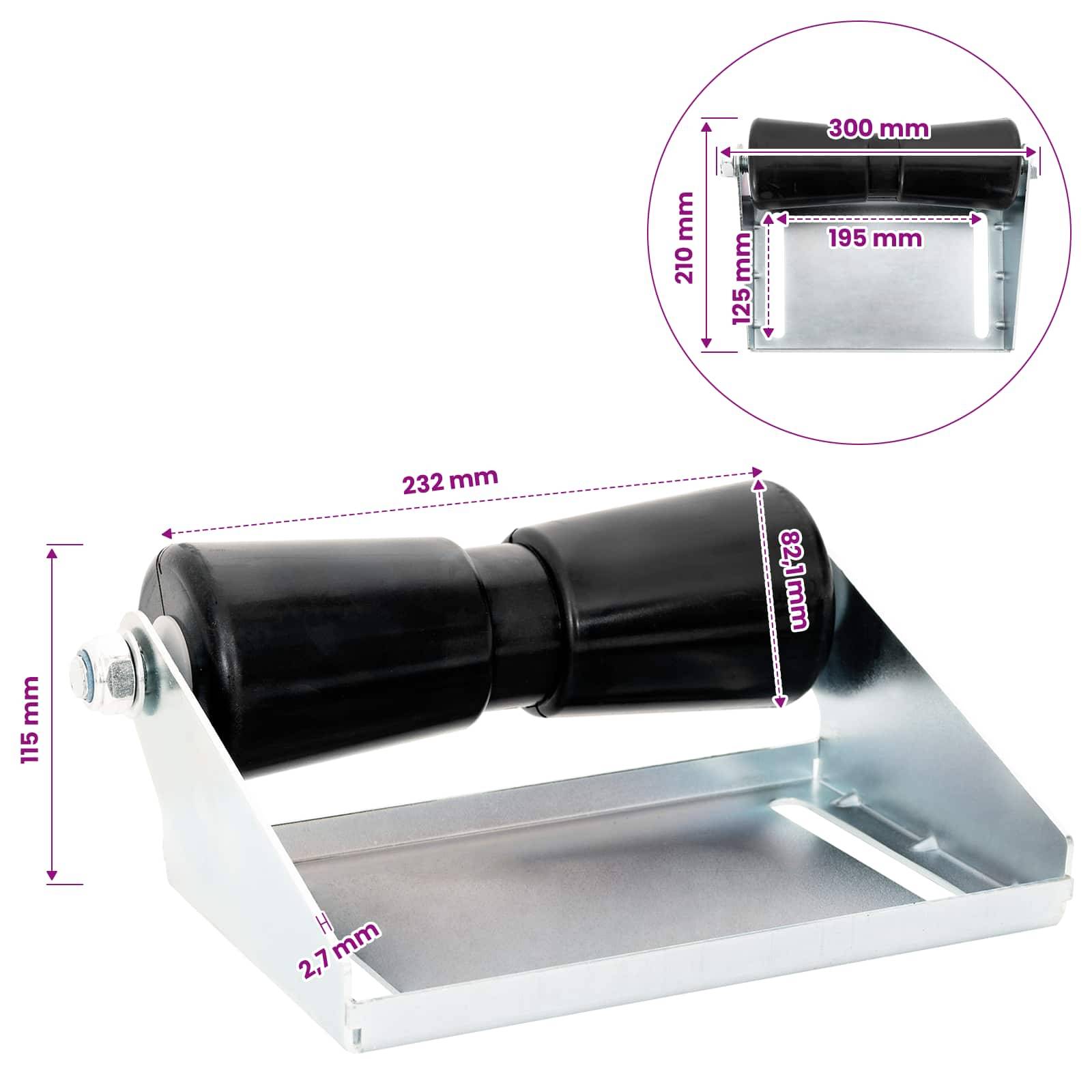 vidaXL Bootstrailerroller mit Halterung 25,4 cm Verzinkter Stahl