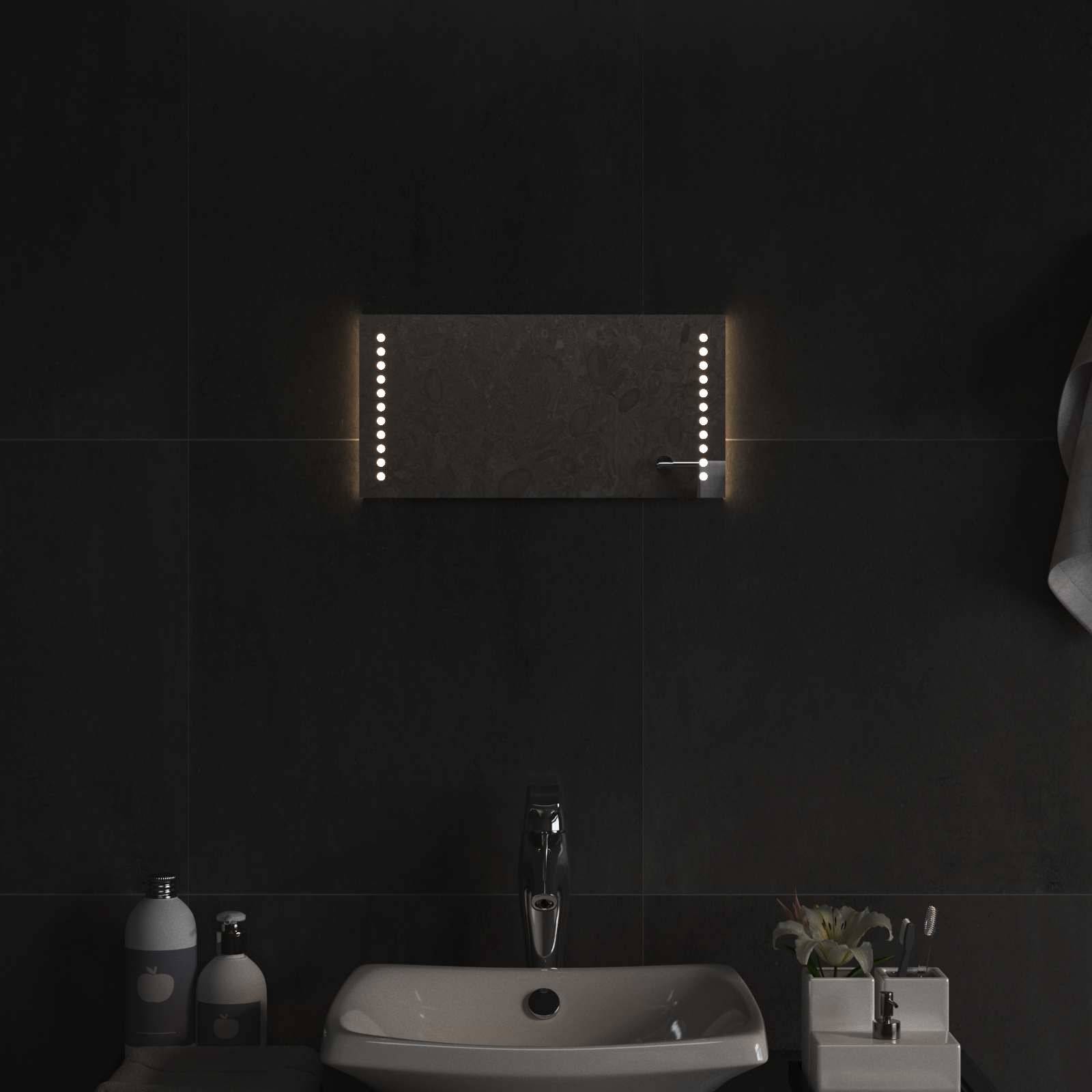 vidaXL LED-Badezimmerspiegel Transparent 40 x 20 cm Gehärtetes Glas