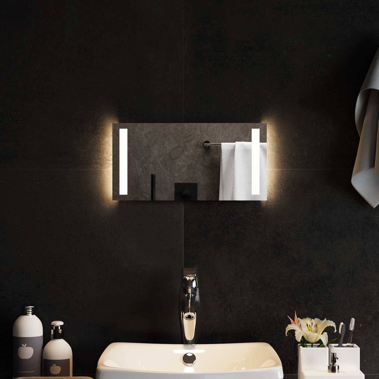 vidaXL LED-Badezimmerspiegel Transparent 40 x 20 cm Gehärtetes Glas
