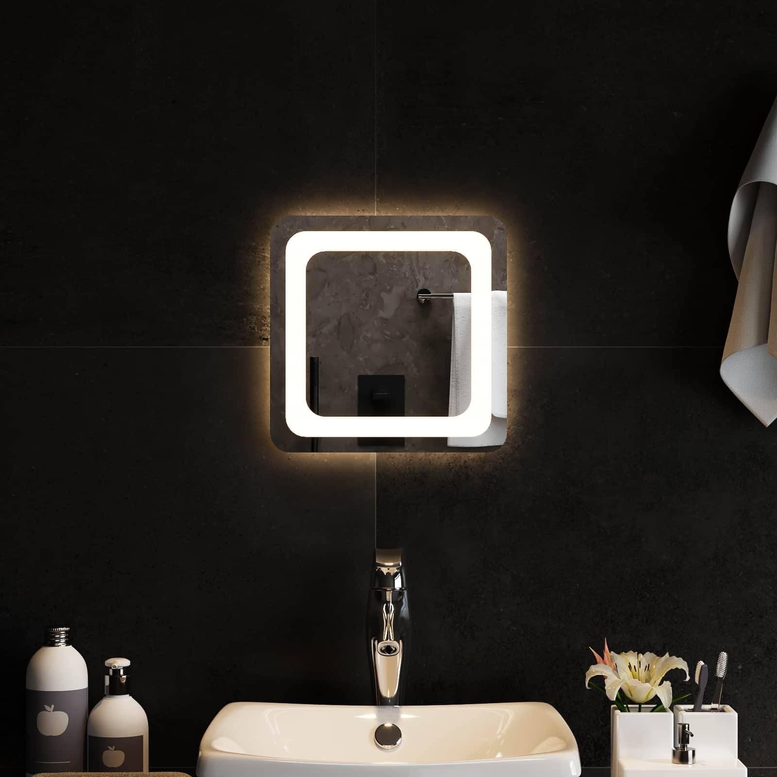 vidaXL LED-Badezimmerspiegel Transparent 30 x 30 cm Gehärtetes Glas