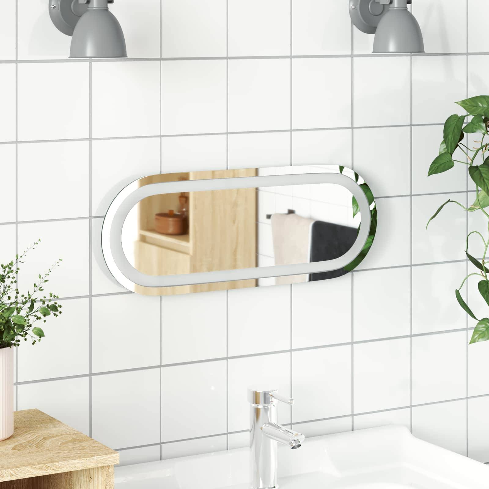 vidaXL LED-Badezimmerspiegel Transparent 40 x 15 cm Gehärtetes Glas