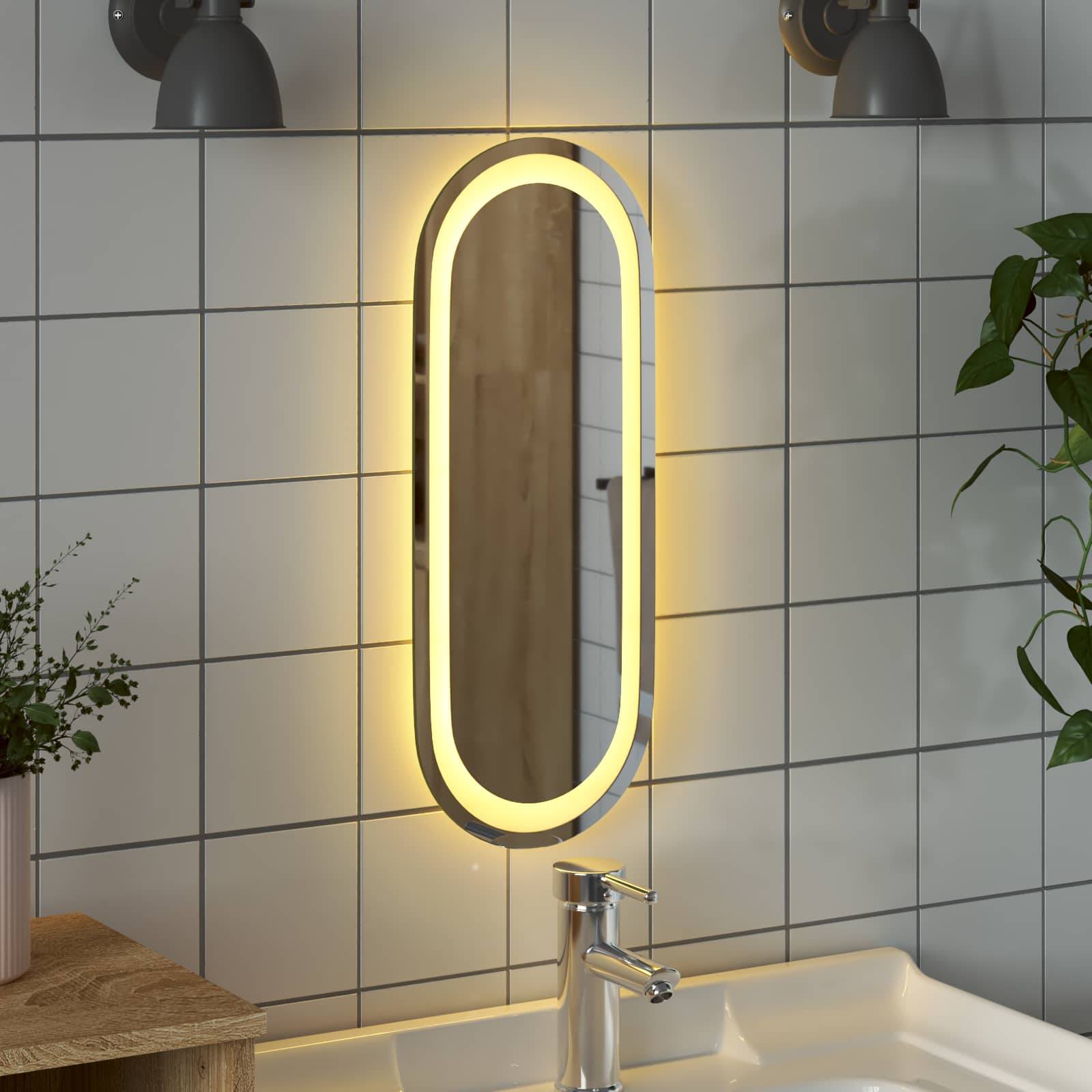 vidaXL LED-Badezimmerspiegel Transparent 40 x 15 cm Gehärtetes Glas