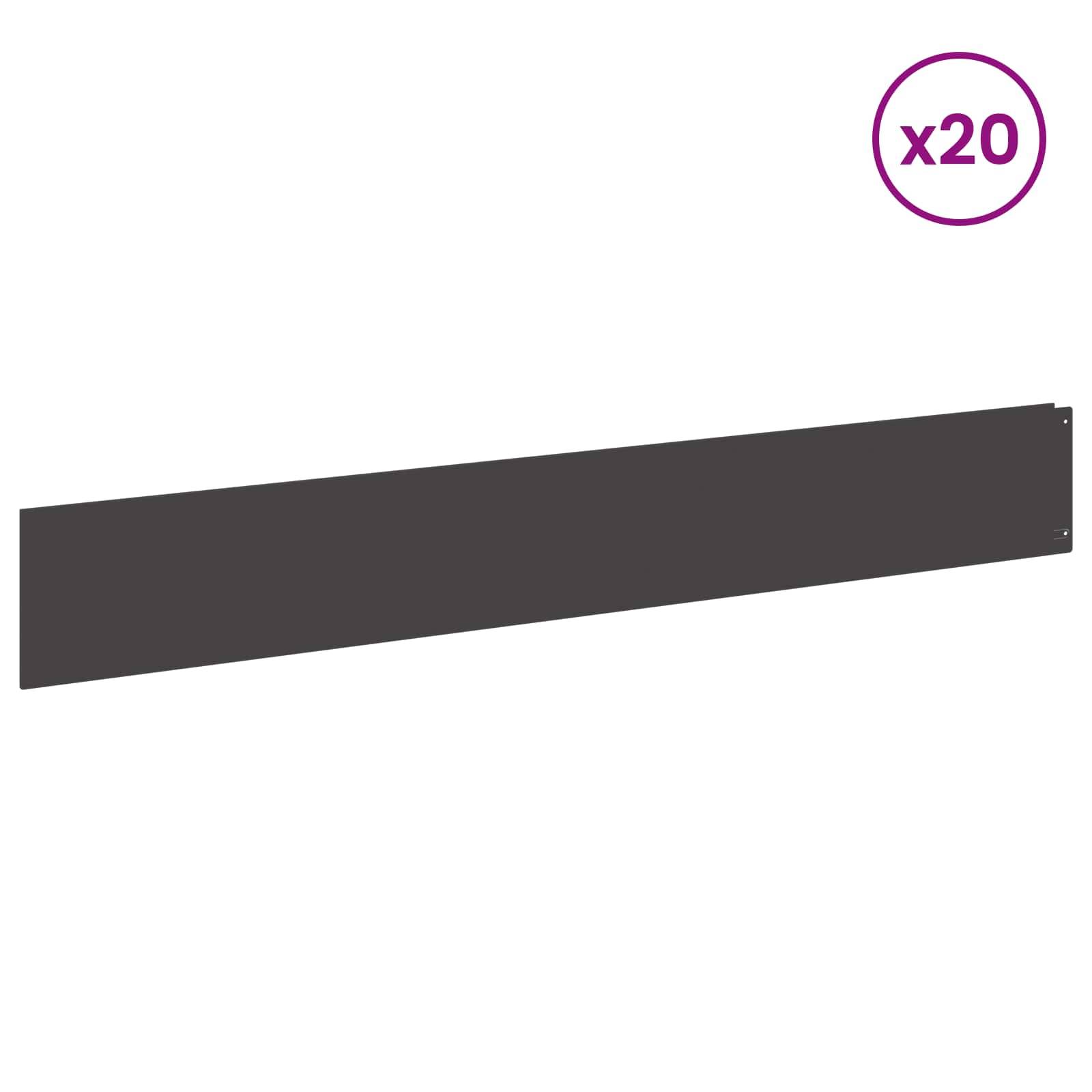 vidaXL Rasenkante 20 stk. 100 x 15 cm Stahl Schwarz
