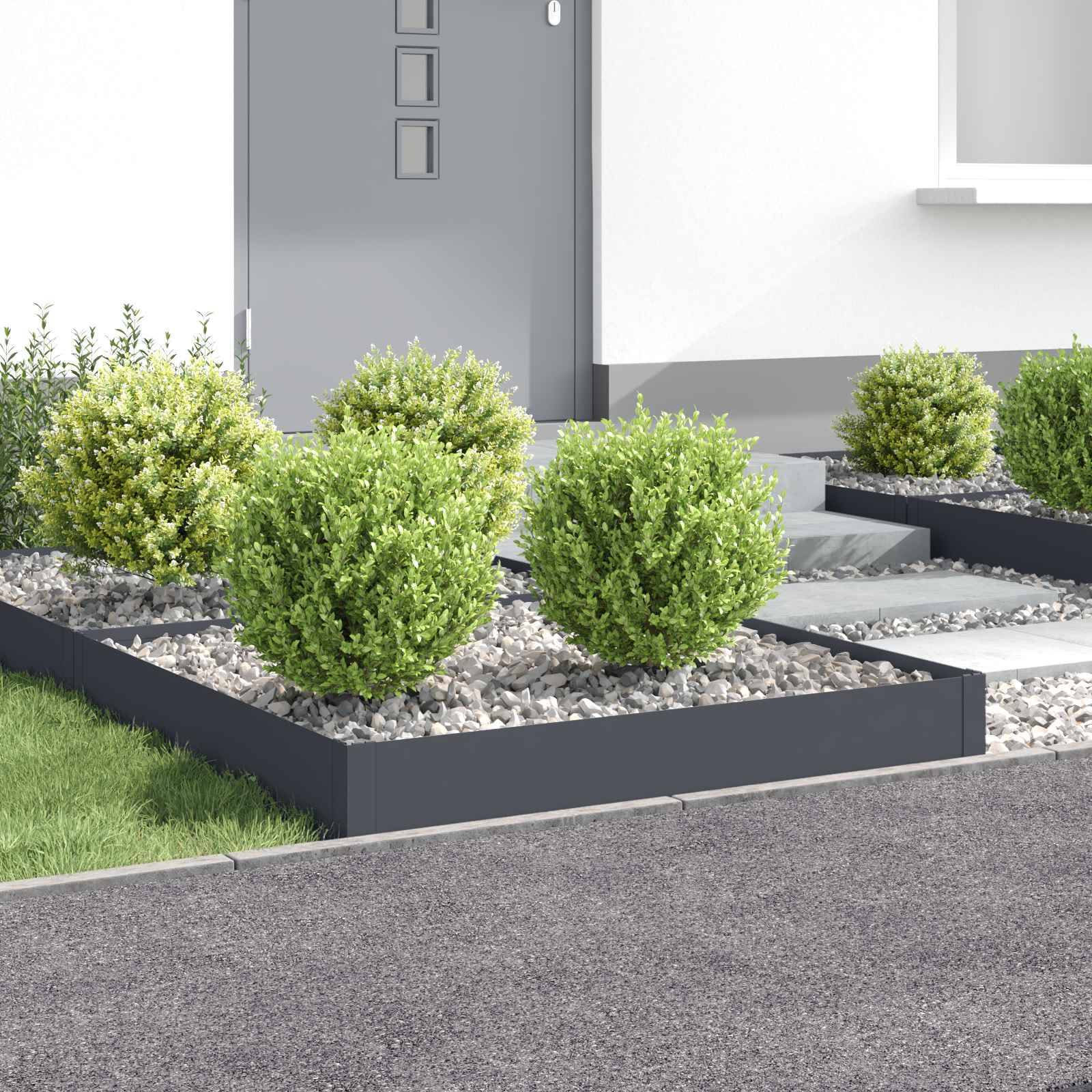 vidaXL Raseneinfassung 4 Stk. 100 x 100 x 20 cm Stahl Anthrazit