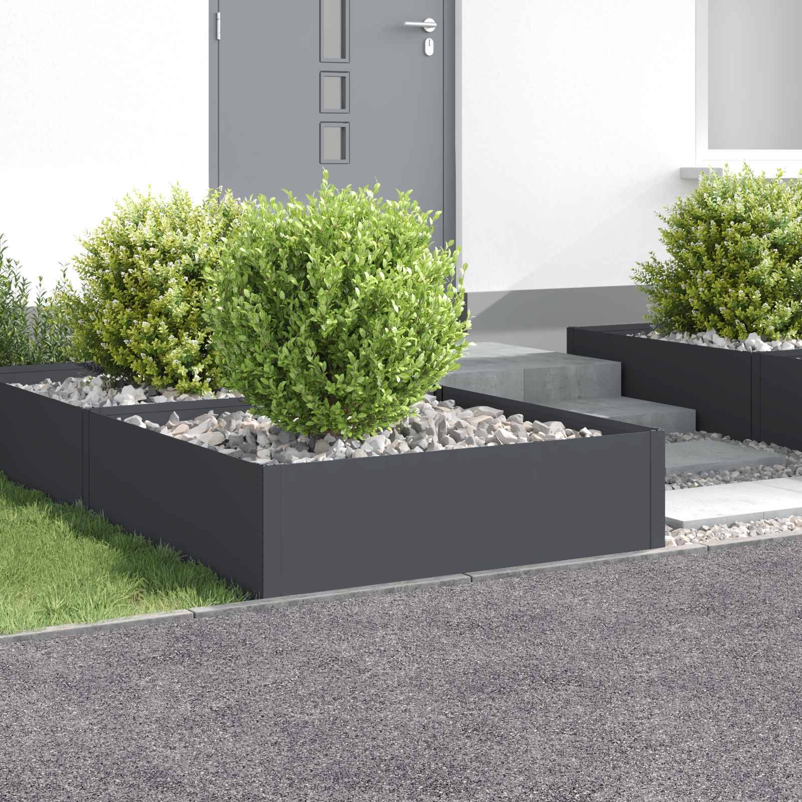 vidaXL Raseneinfassung 4 Stk. 100 x 100 x 35 cm Stahl Anthrazit