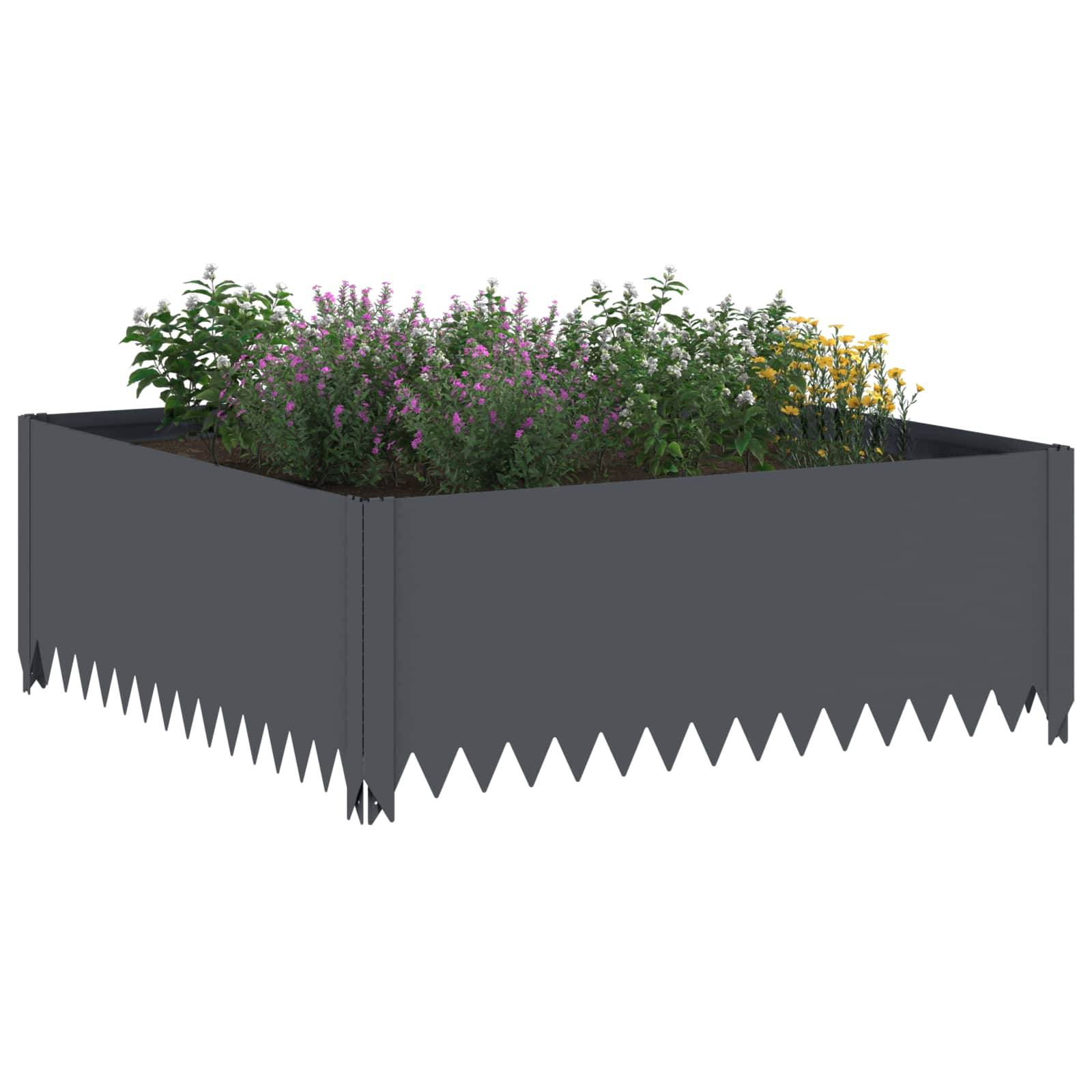 vidaXL Raseneinfassung 4 Stk. 100 x 100 x 35 cm Stahl Anthrazit