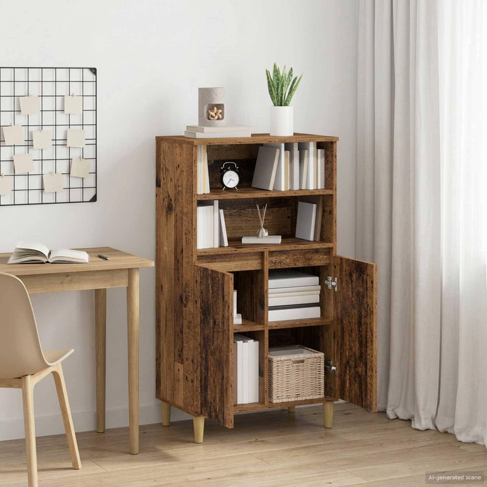 vidaXL Highboard Eichenholz 60 x 36 x 110 cm Holzwerkstoff