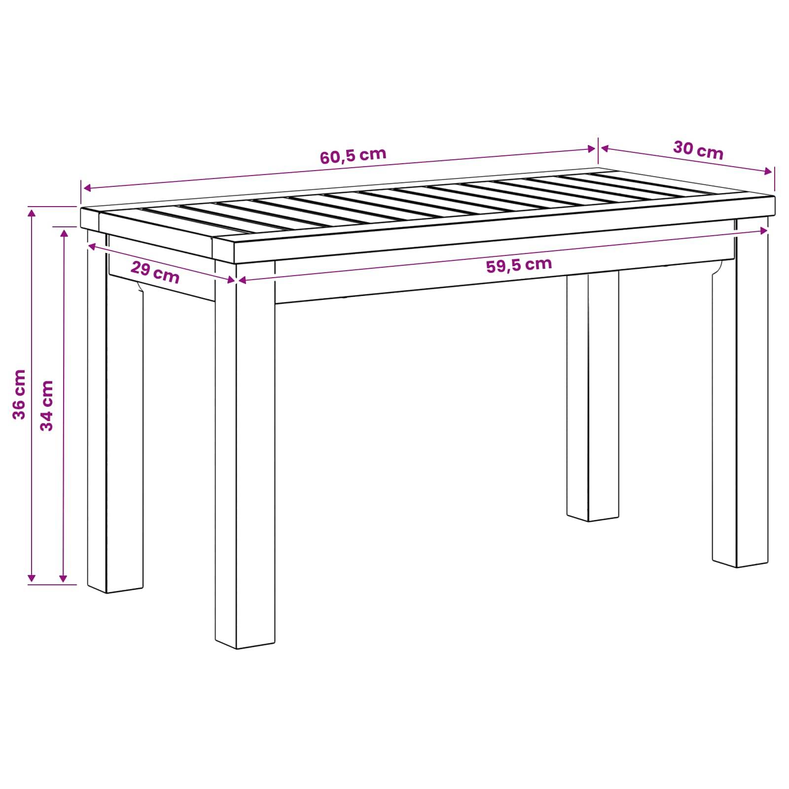 vidaXL Couchtisch Weiß 60,5 x 30 x 36 cm Massivholz Akazie