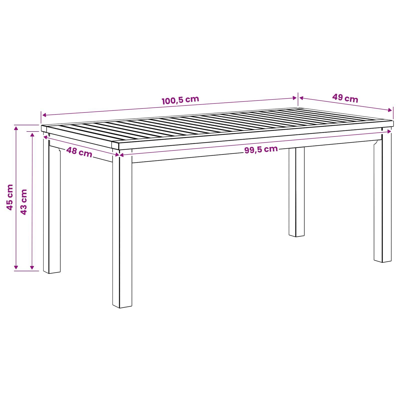 vidaXL Couchtisch Weiß 50 x 100,5 x 45 cm Massivholz Akazie