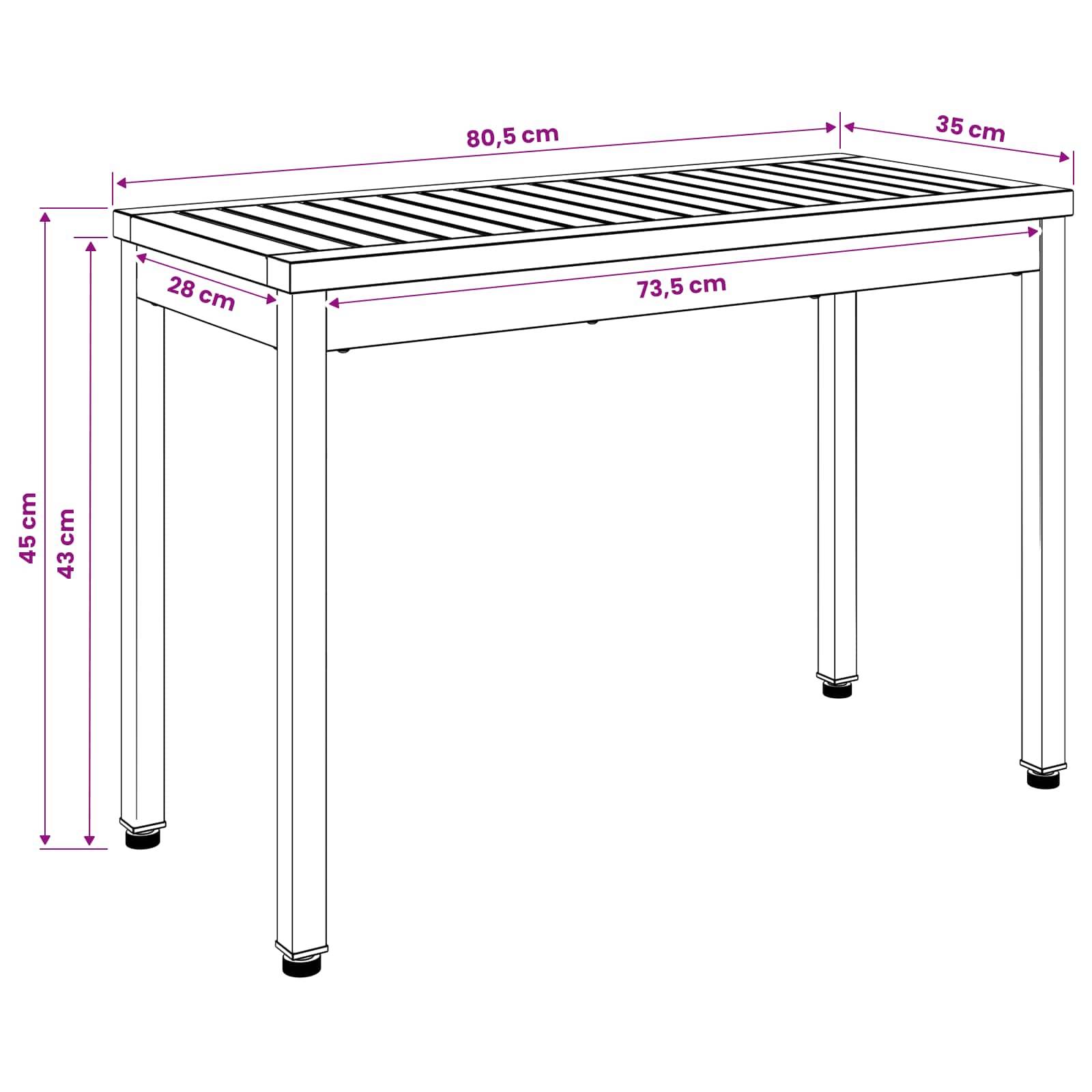 vidaXL Gartenbank 80,5 x 35 x 45 cm Massivholz Akazie Weiß und Schwarz