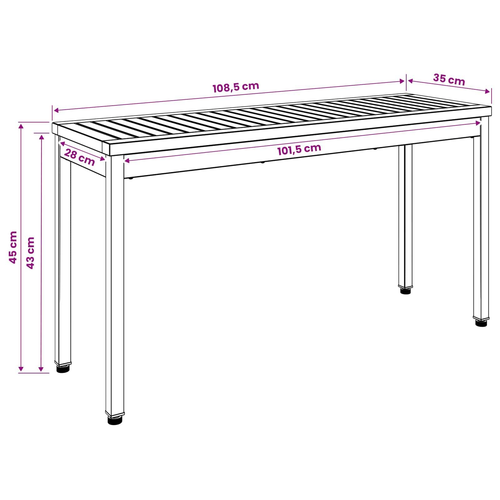 vidaXL Gartenbank 108,5 x 35 x 45 cm Massivholz Akazie Weiß