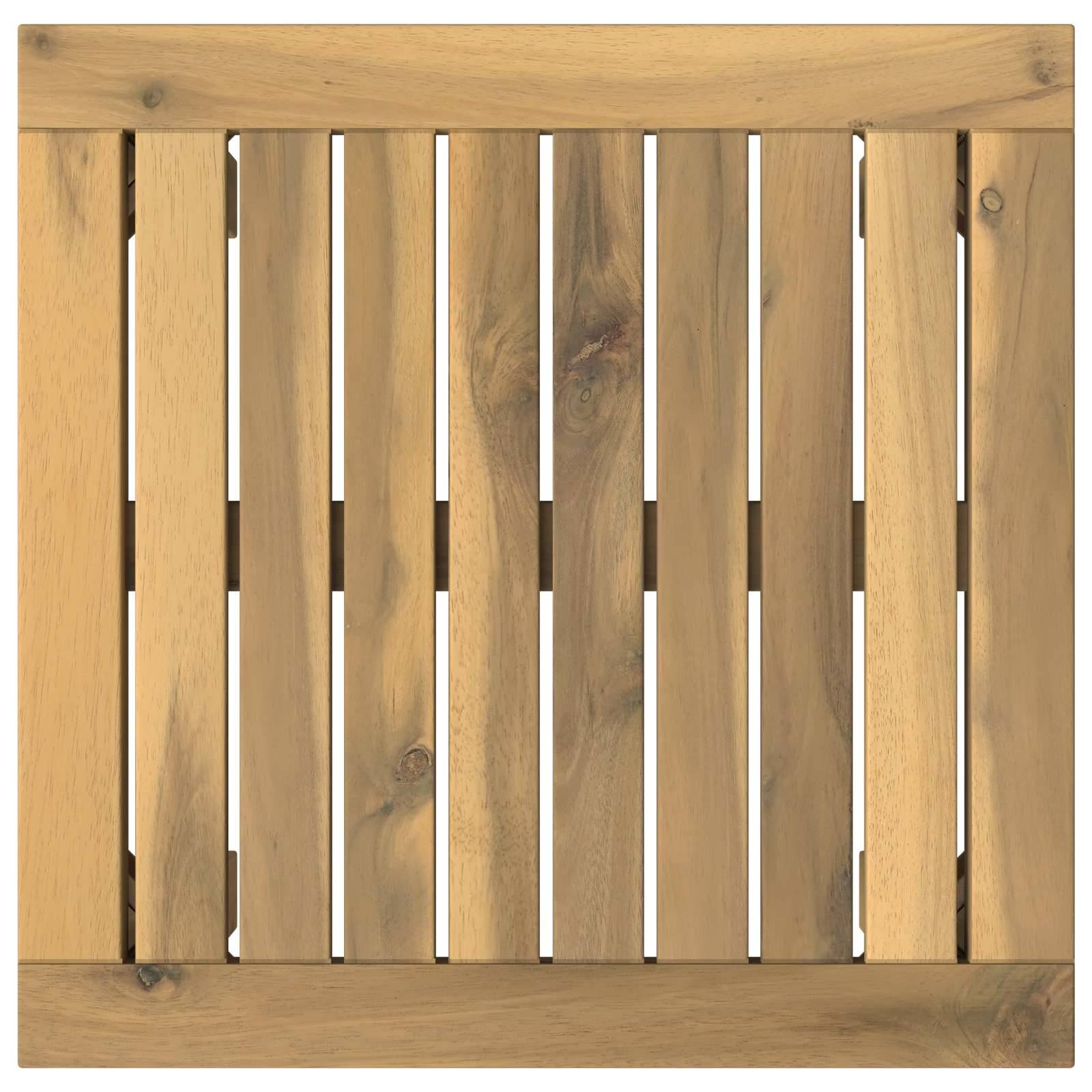Holzlamellenpaneel oder Tischplatte mit vertikalen hellbraunen Dielen, die durch dickere obere und untere Leisten eingefasst sind.