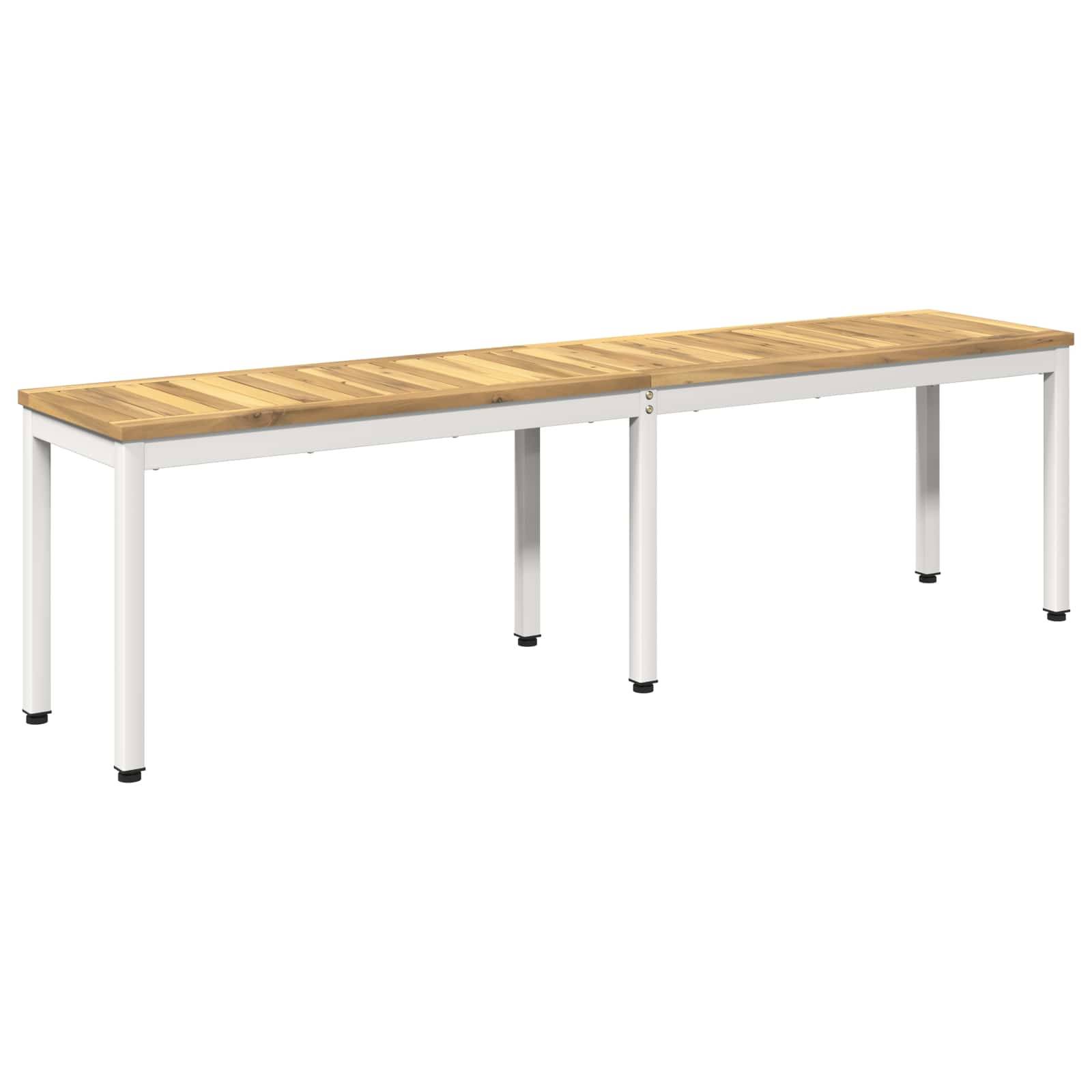 vidaXL Gartenbank 161 x 35 x 45 cm Massivholz Akazie Weiß Rechtwinklig