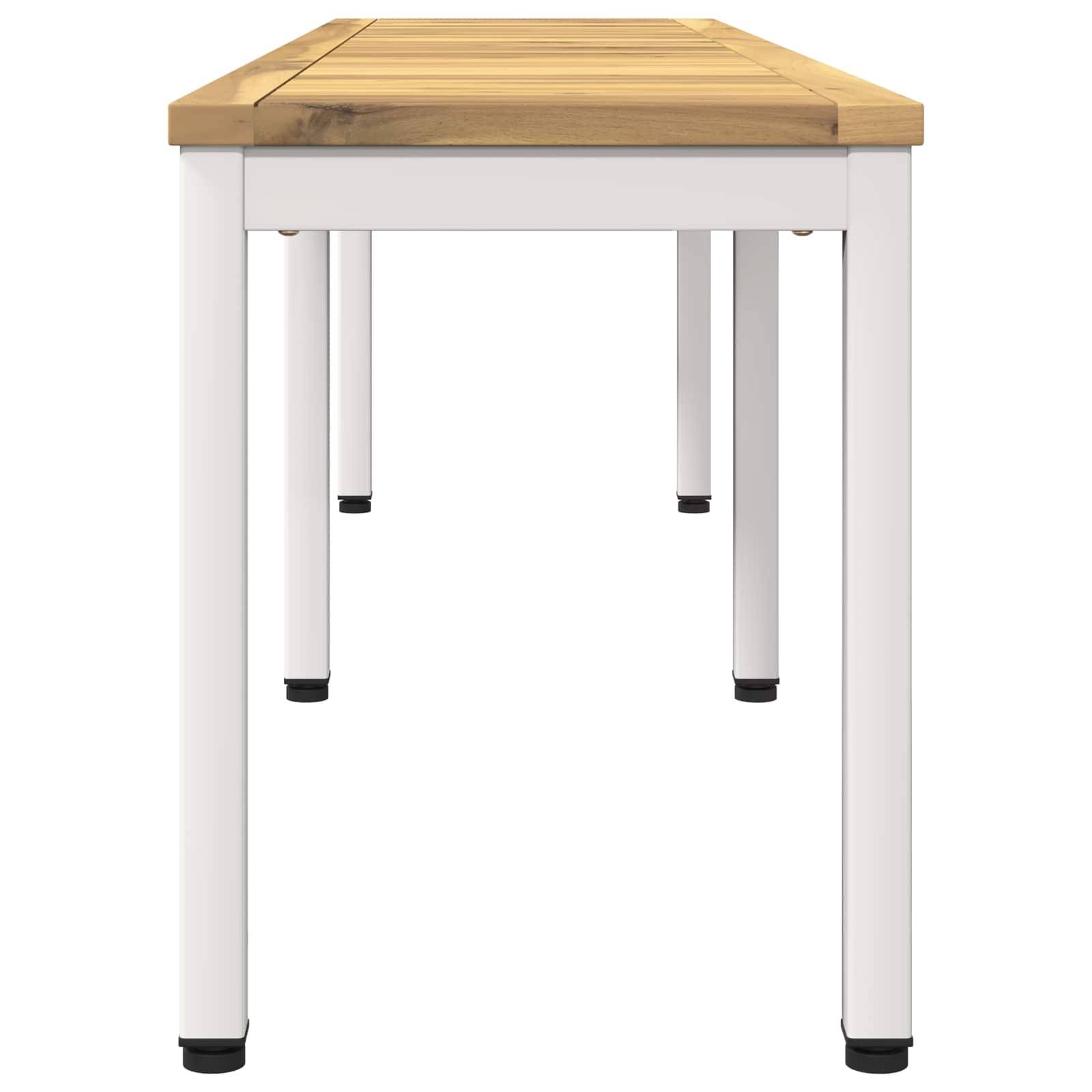 vidaXL Gartenbank 161 x 35 x 45 cm Massivholz Akazie Weiß Rechtwinklig