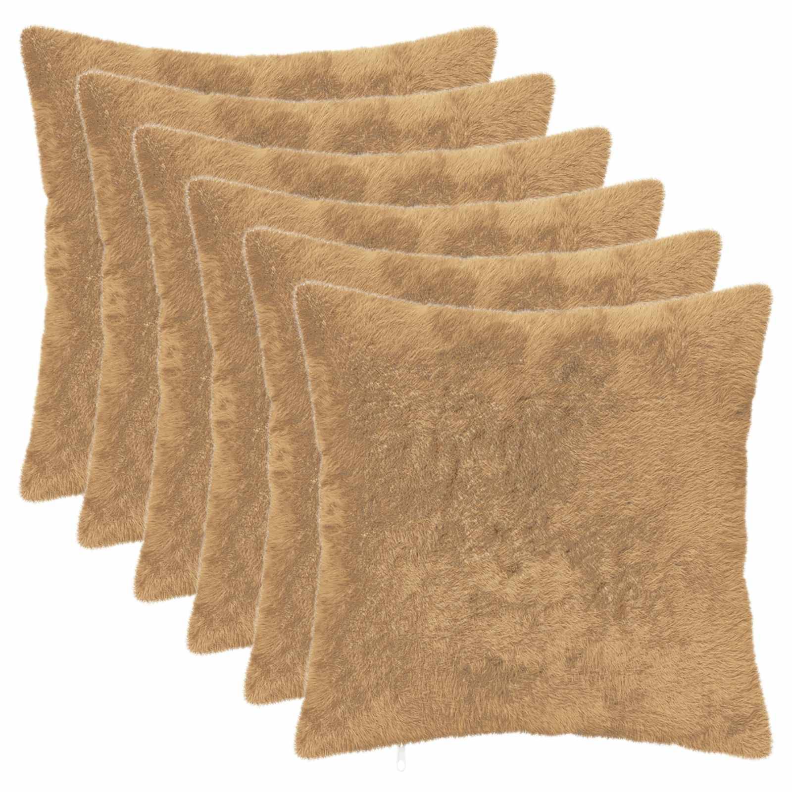 vidaXL Kissenbezug 6 stk. HEERLEN Taupe 45 x 45 cm Faux Kaninchenfell