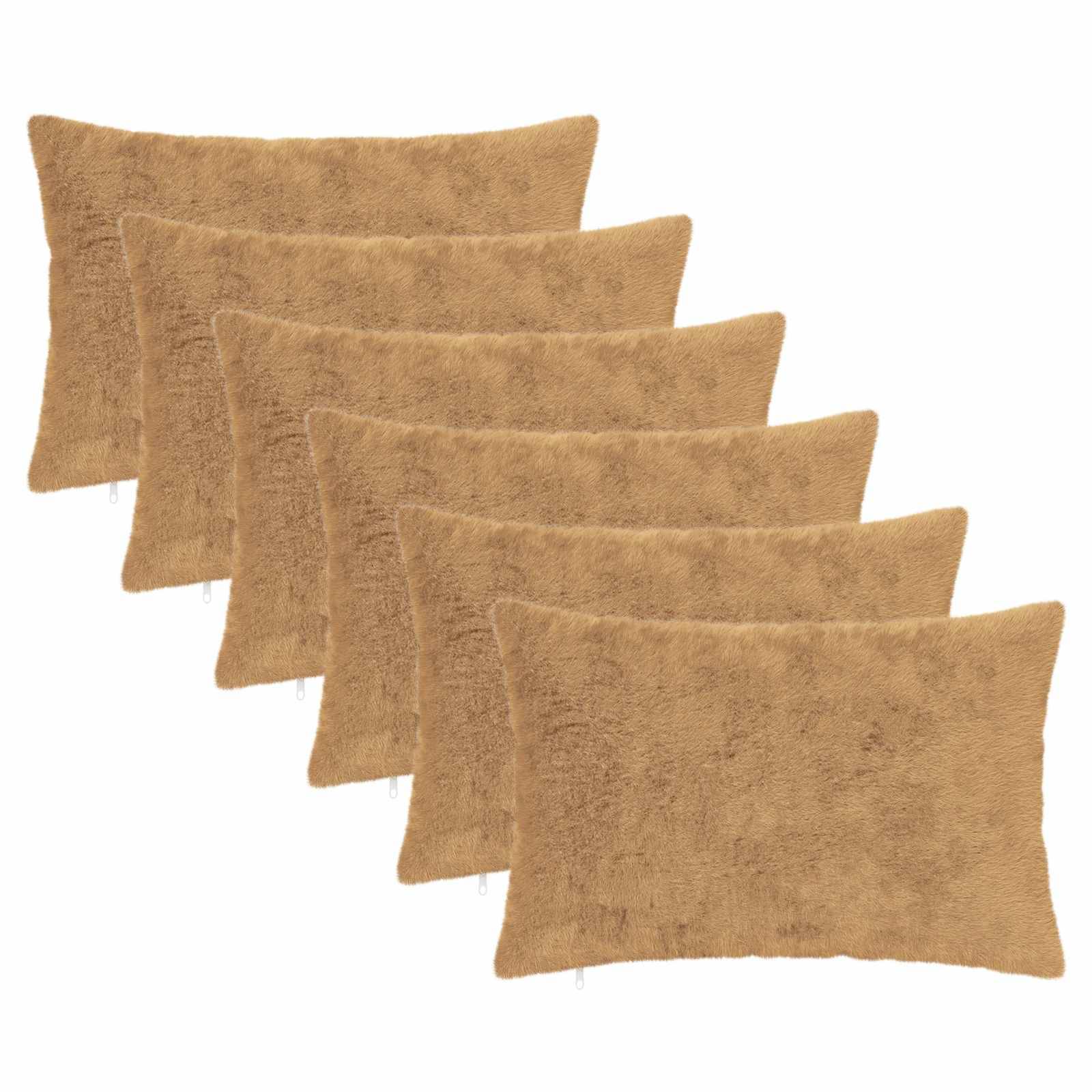vidaXL Kissenbezug 6 stk. HEERLEN Taupe 50 x 75 cm Faux Kaninchenfell