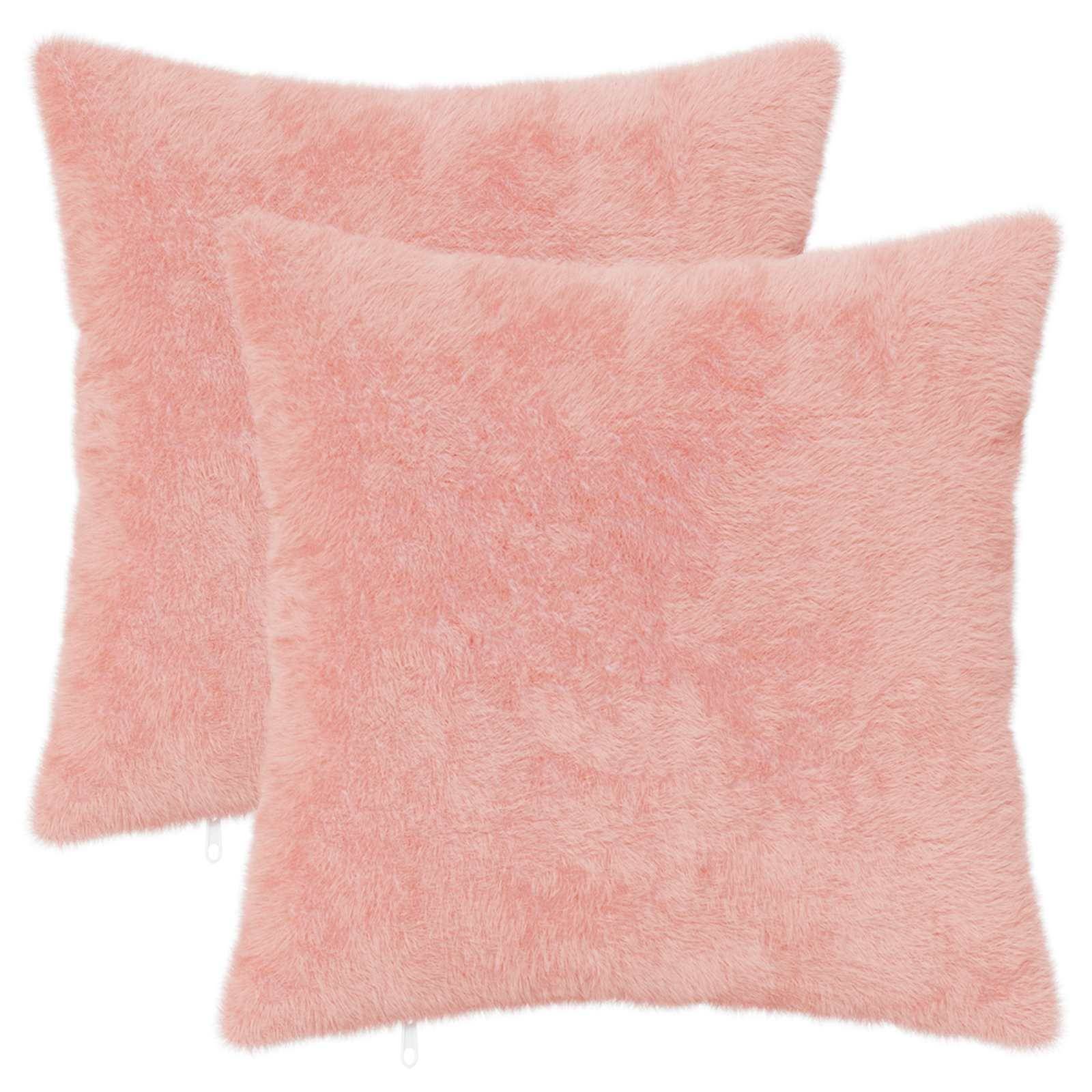 vidaXL Kissenbezug 2 stk. HEERLEN Rosa 40 x 40 cm Faux Kaninchenfell