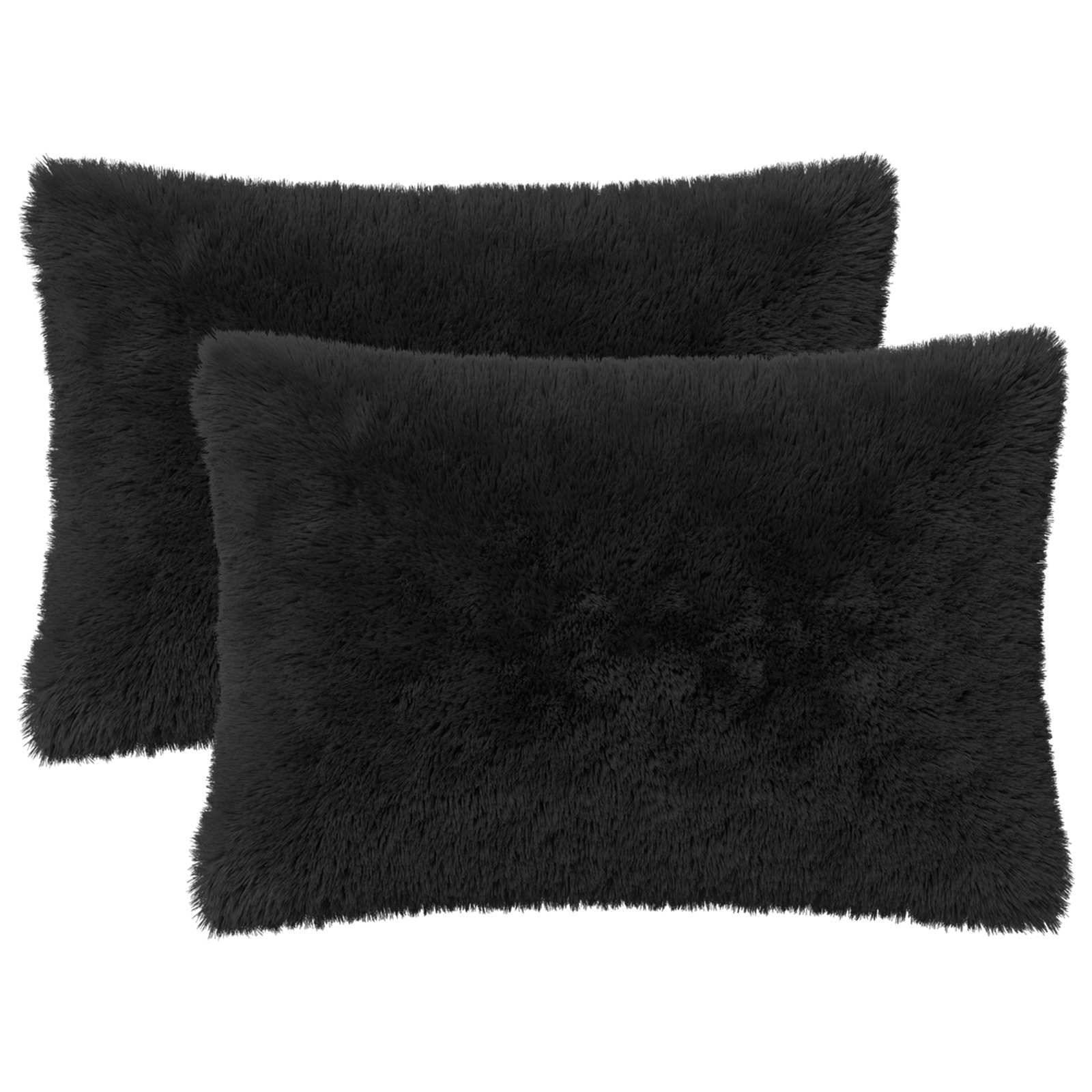 vidaXL Kissenbezug 2 pcs HEERLEN Schwarz 50 x 80 cm PV Fleece