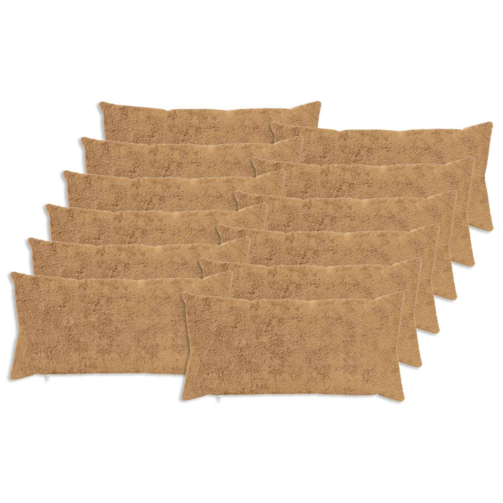 vidaXL Kissenbezug 12 stk. HEERLEN Taupe 40 x 80 cm Faux Kaninchenfell