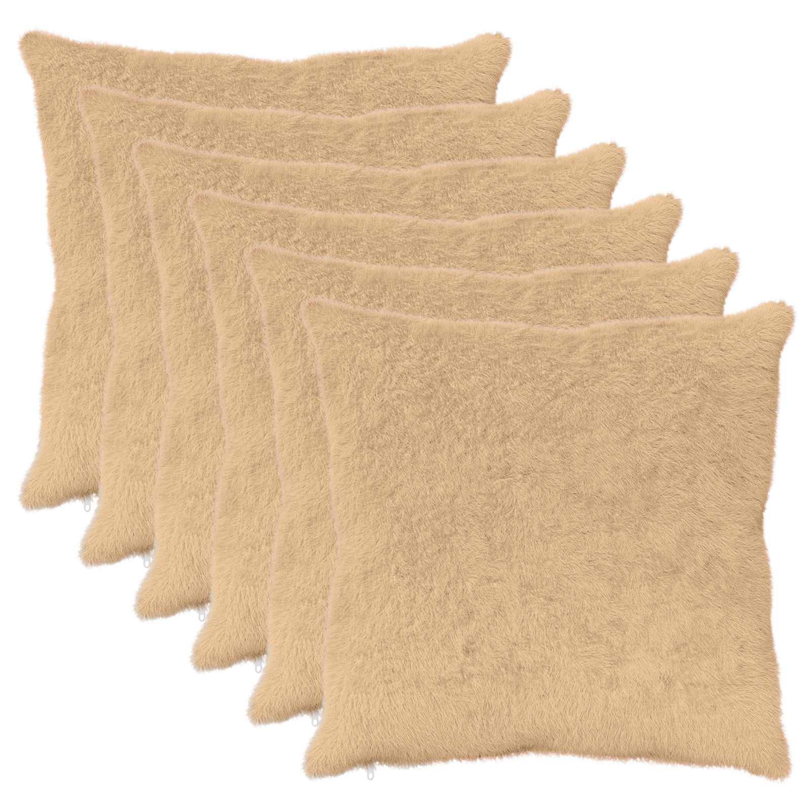 vidaXL Kissenbezug 6 stk. HEERLEN Creme 55 x 55 cm Faux Kaninchenfell