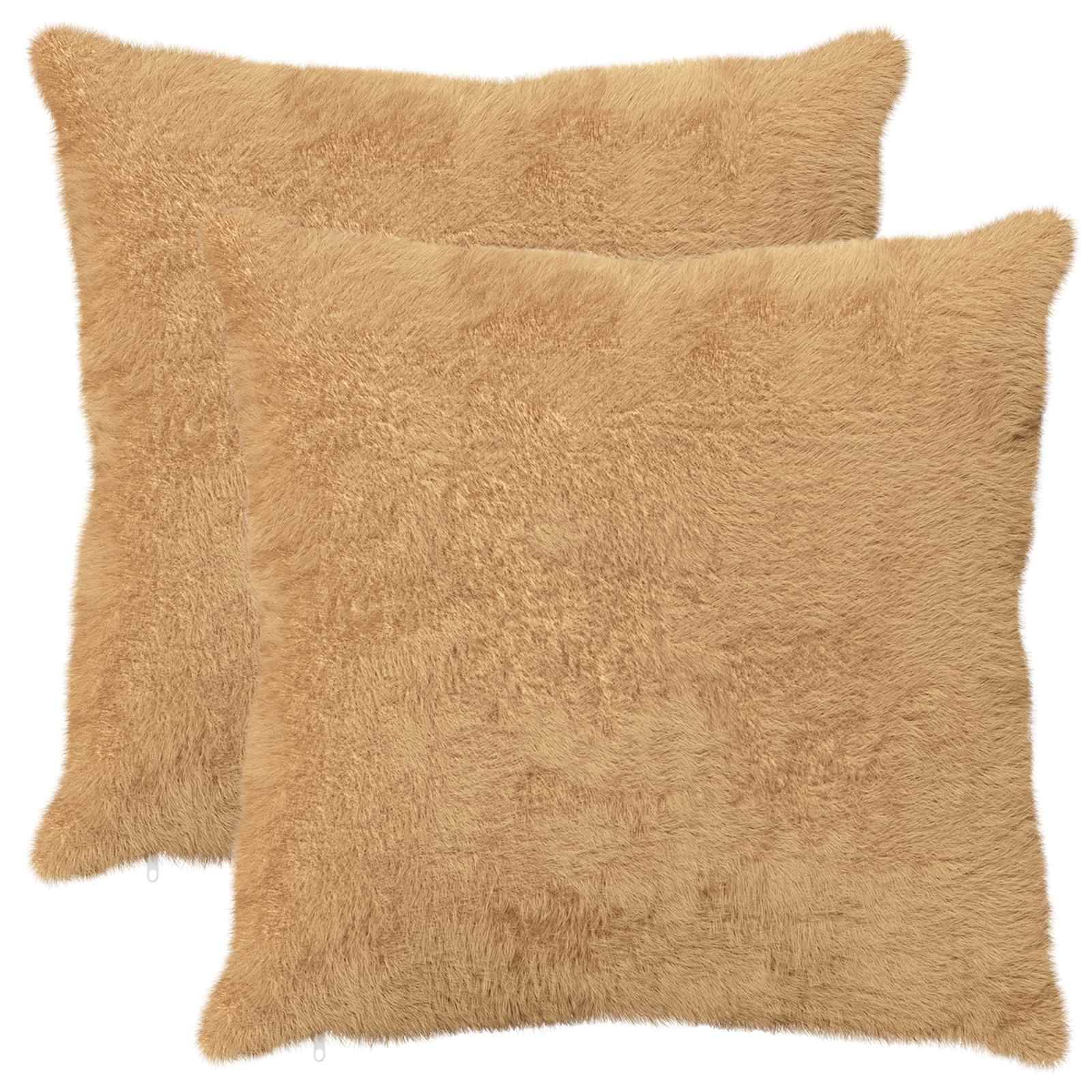 vidaXL Kissenbezug 2 stk. HEERLEN Taupe 65 x 65 cm Faux Kaninchenfell