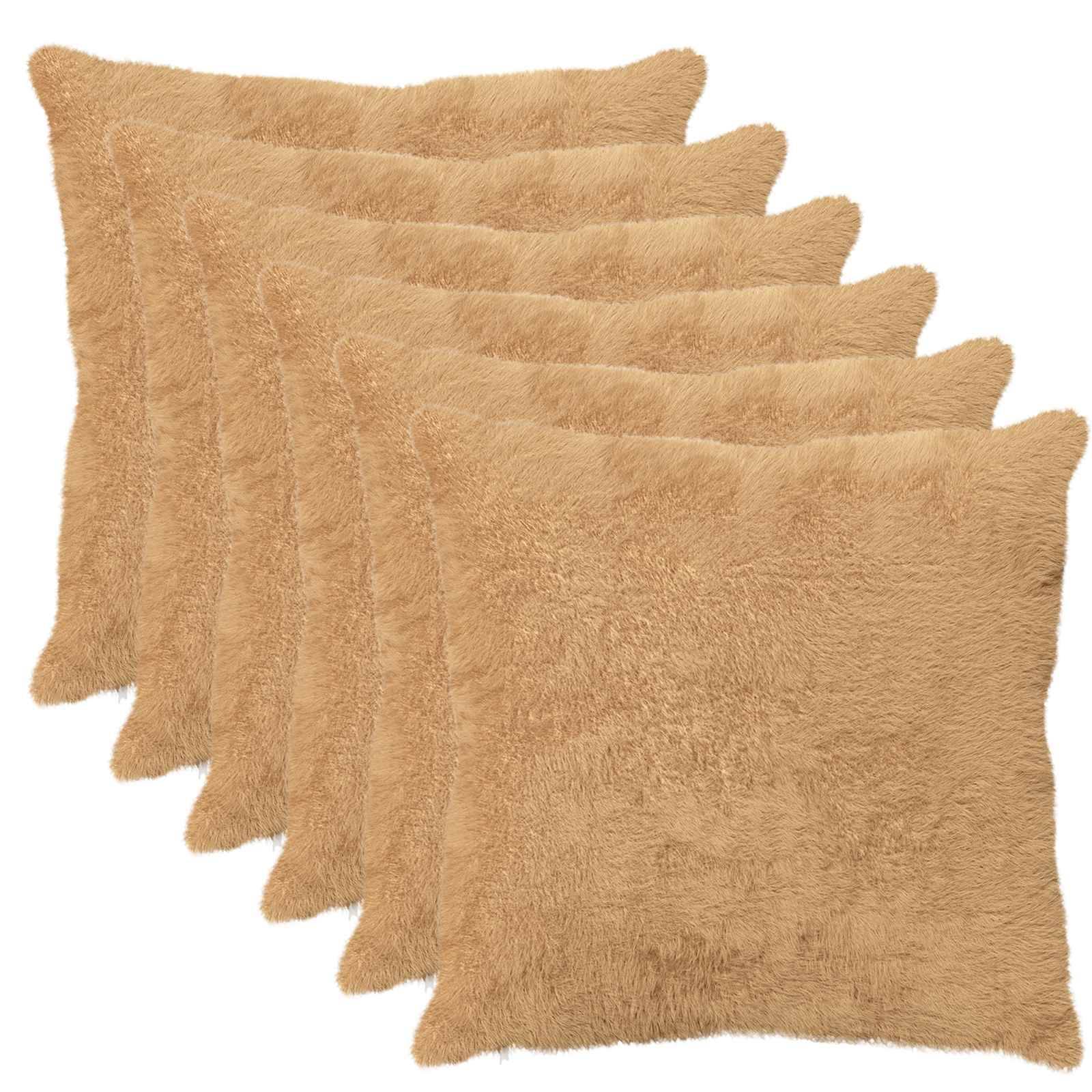 vidaXL Kissenbezug 6 stk. HEERLEN Taupe 70 x 70 cm Faux Kaninchenfell