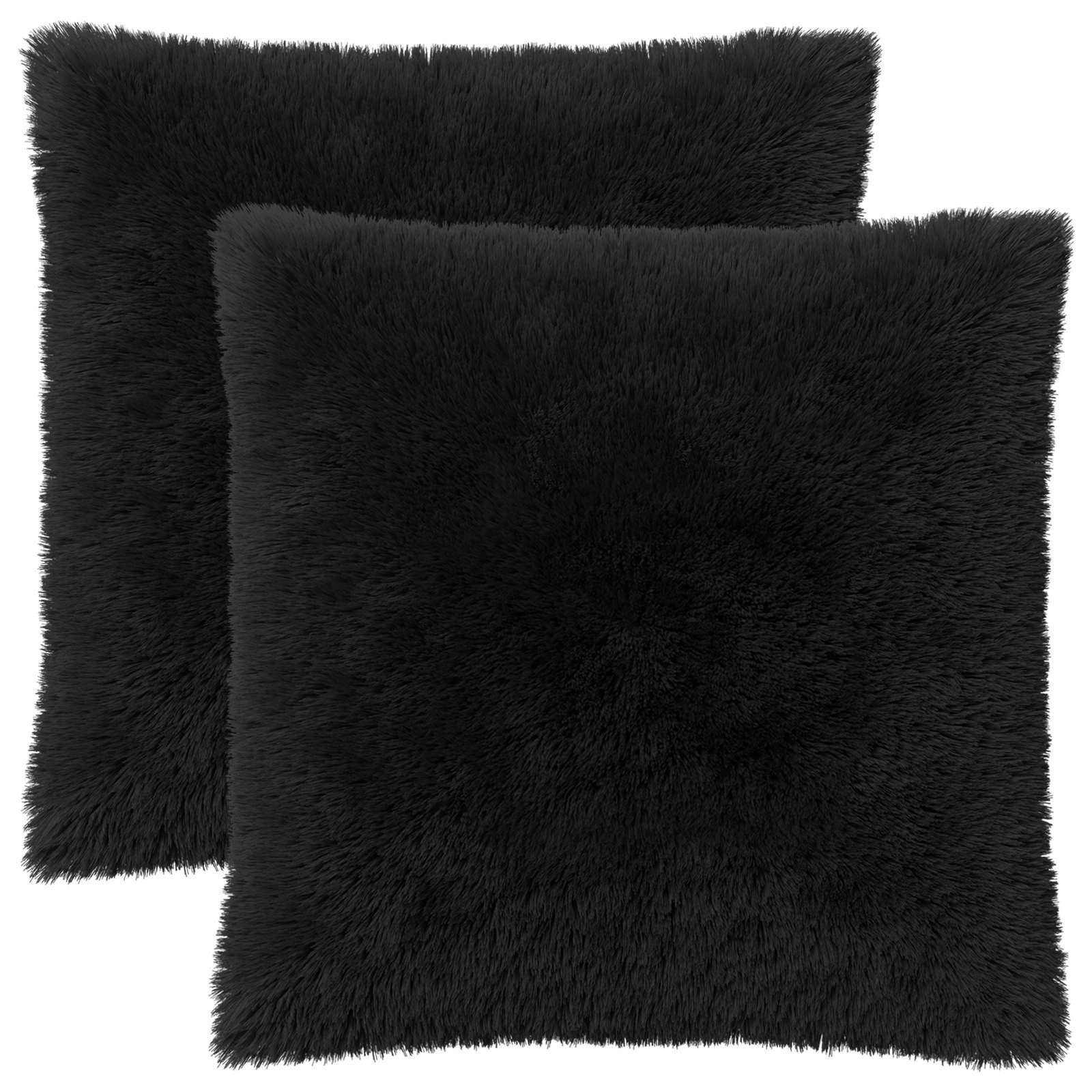 vidaXL Kissenbezug 2 pcs HEERLEN Schwarz 80 x 80 cm PV Fleece