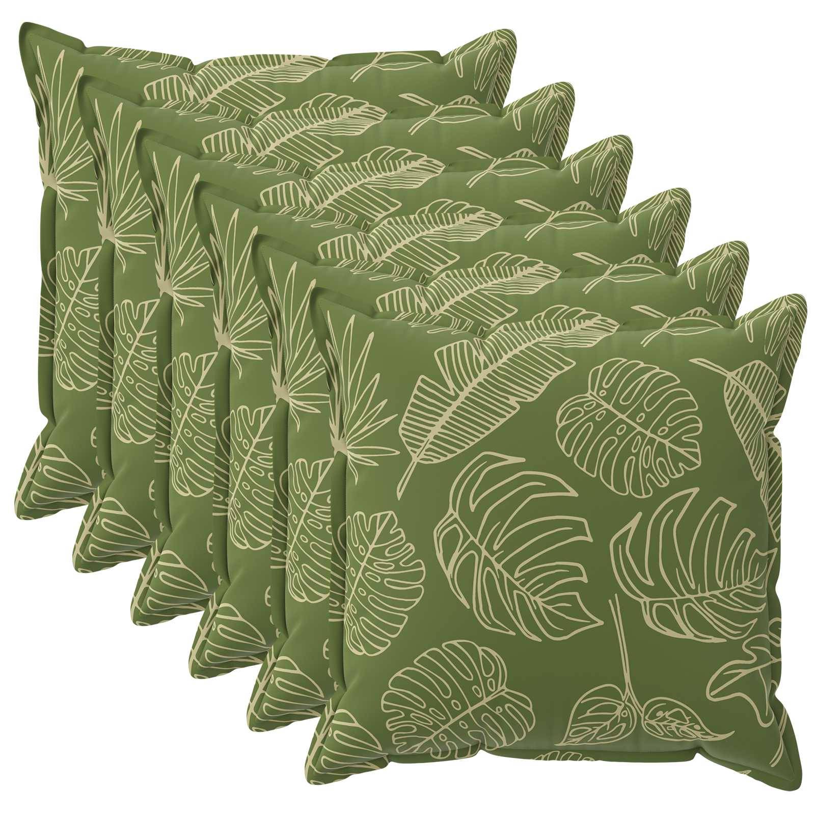 vidaXL Kissenbezug 6 stk. HOUTEN Blattdesign 50 x 50 cm Polyester