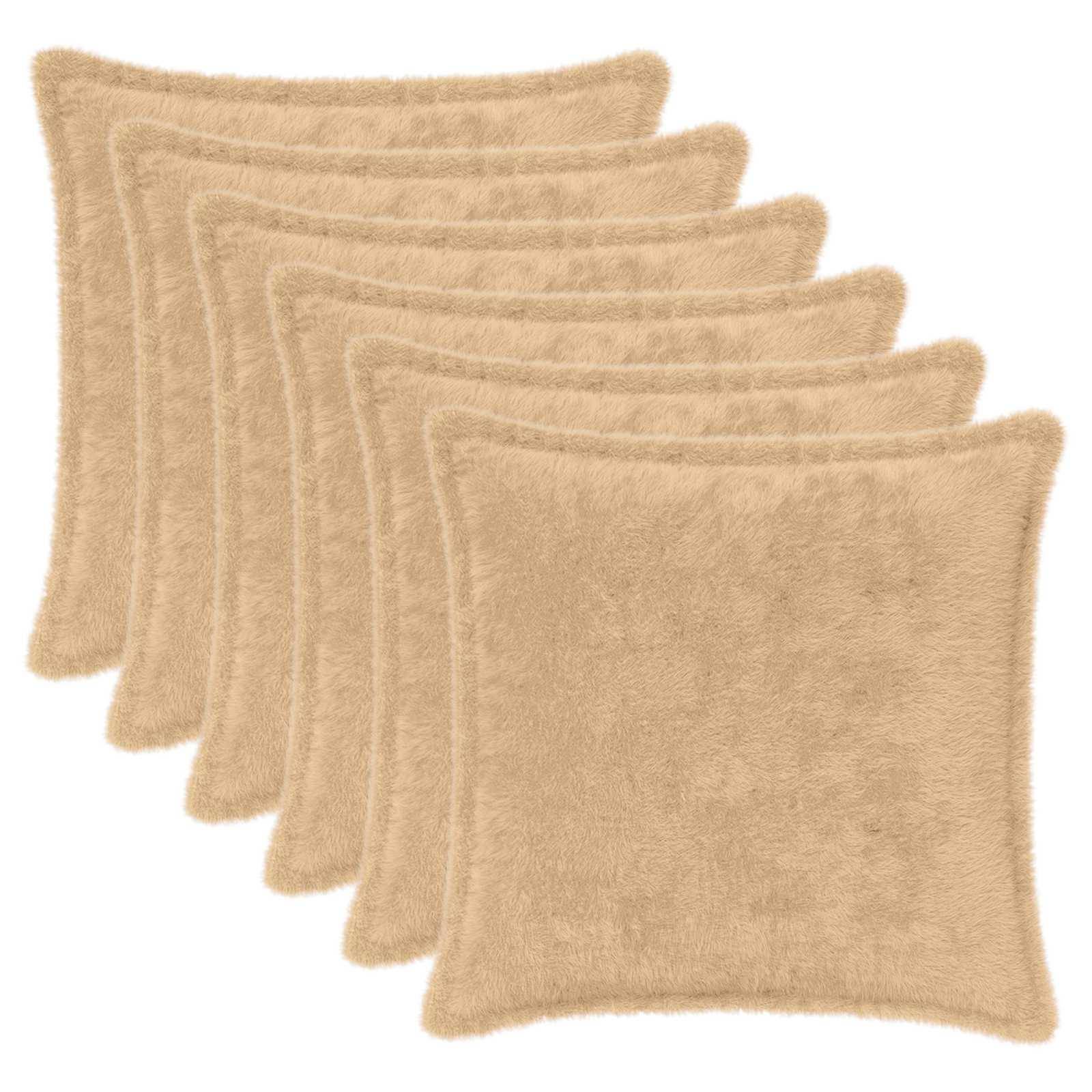 vidaXL Kissenbezug 6 stk. HOUTEN Creme 35 x 35 cm Faux Kaninchenfell