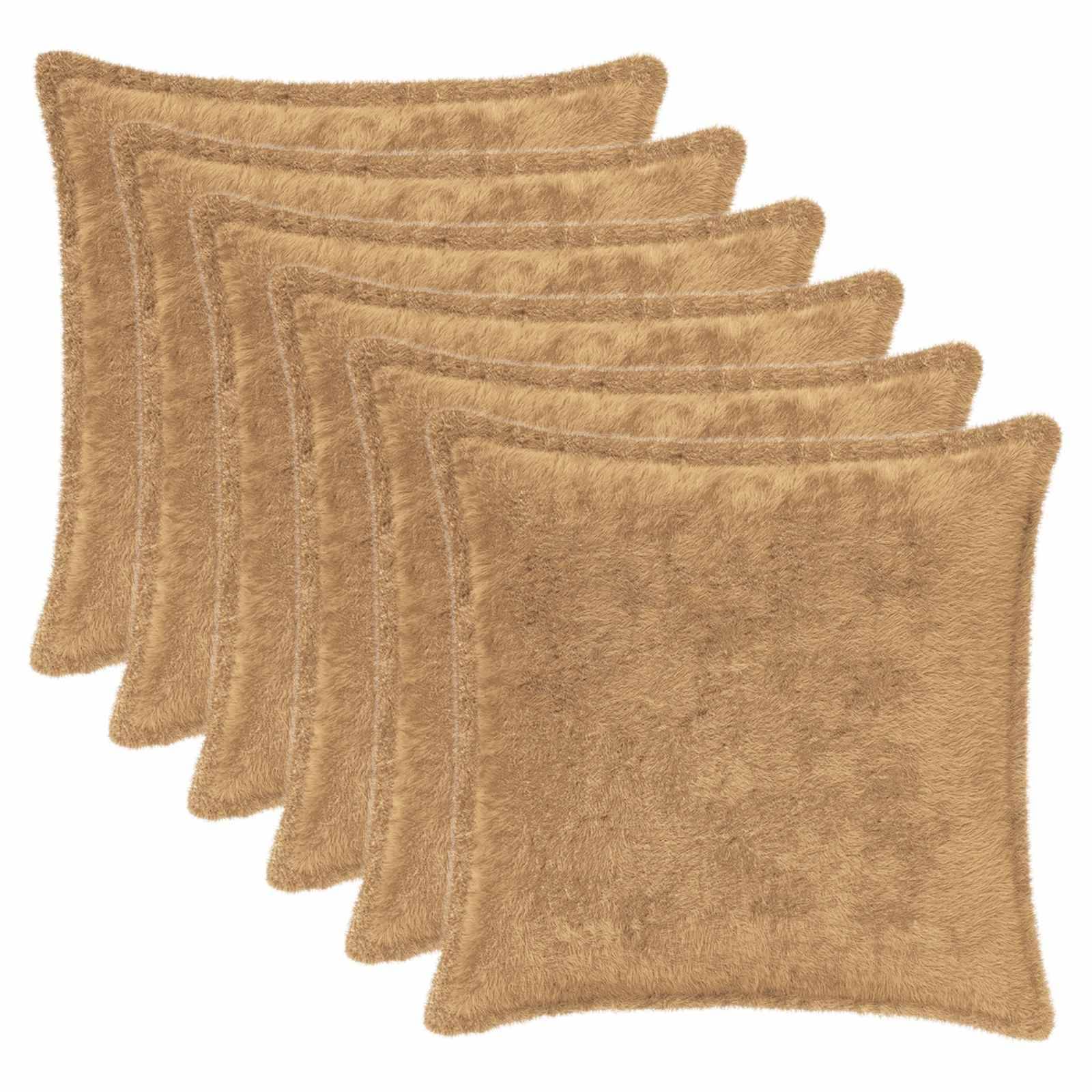 vidaXL Kissenbezug 6 stk. HOUTEN Taupe 45 x 45 cm Faux Kaninchenfell