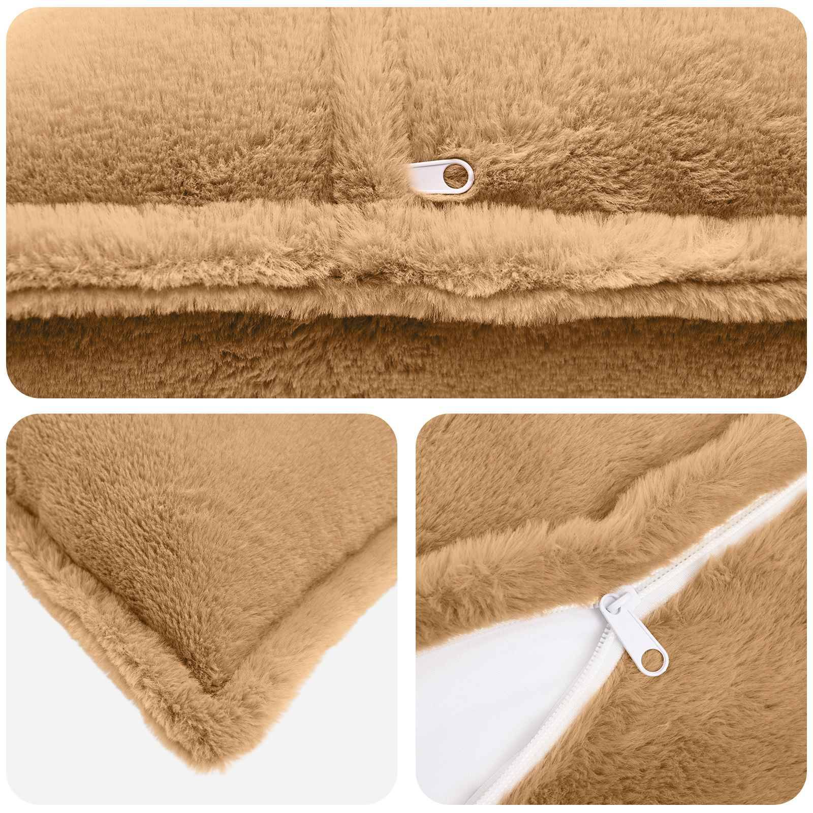 vidaXL Kissenbezug 2 stk. HOUTEN Taupe 40 x 145 cm Faux Kaninchenfell
